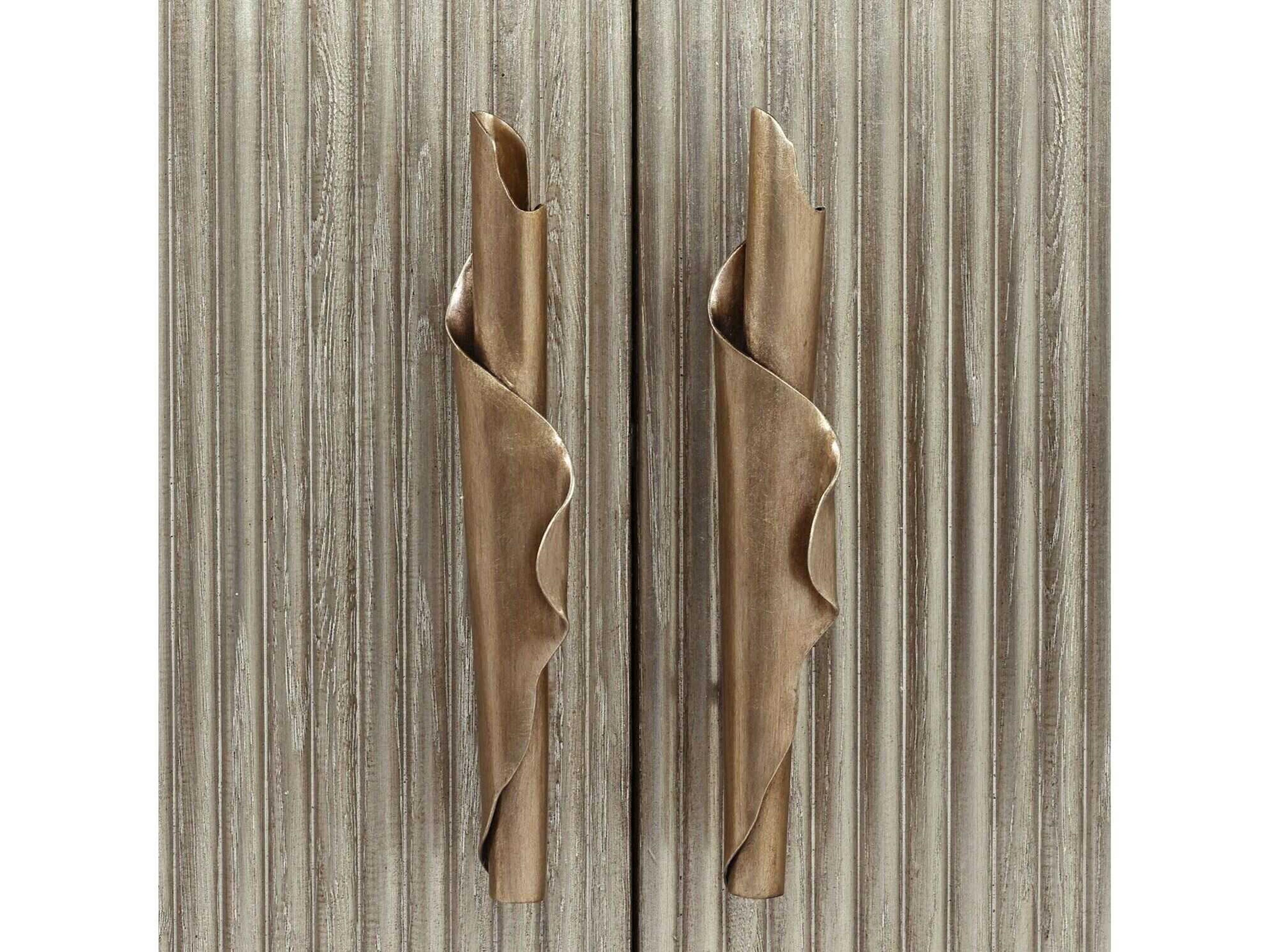 John Richard Moon Shadow 84" Oak Wood Silver White Sideboard