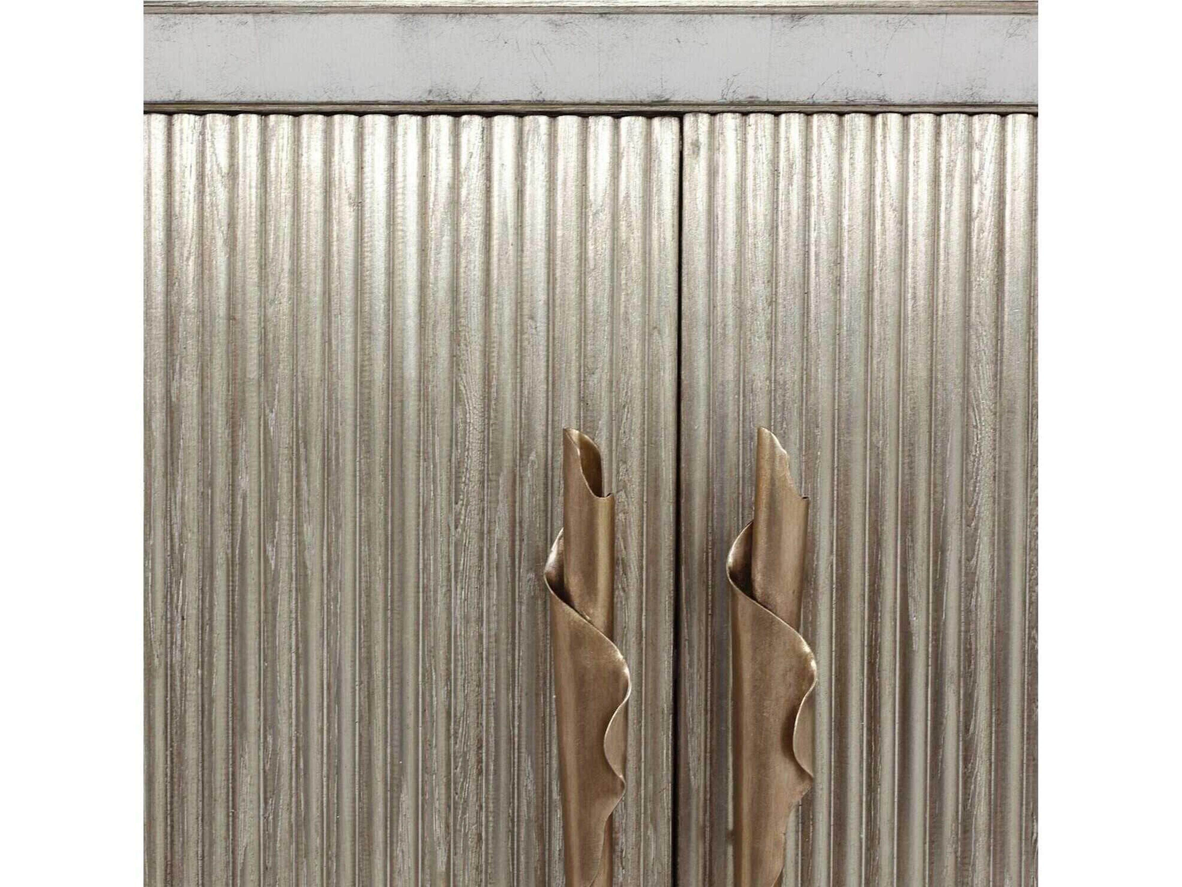 John Richard Moon Shadow 84" Oak Wood Silver White Sideboard