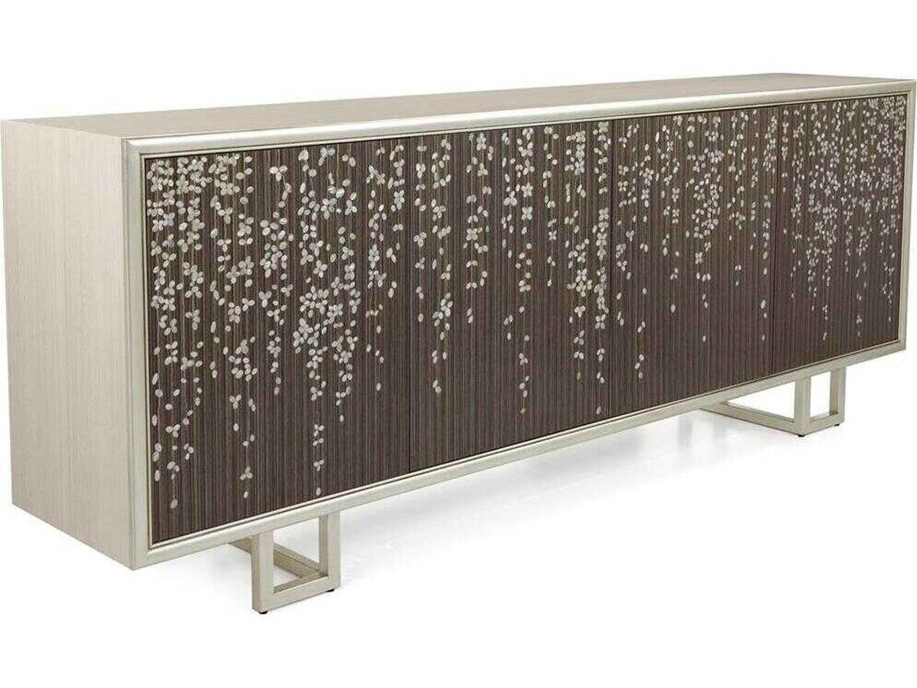 Wisteria 94" Beech Wood Ivory Champagne Silver Sideboard