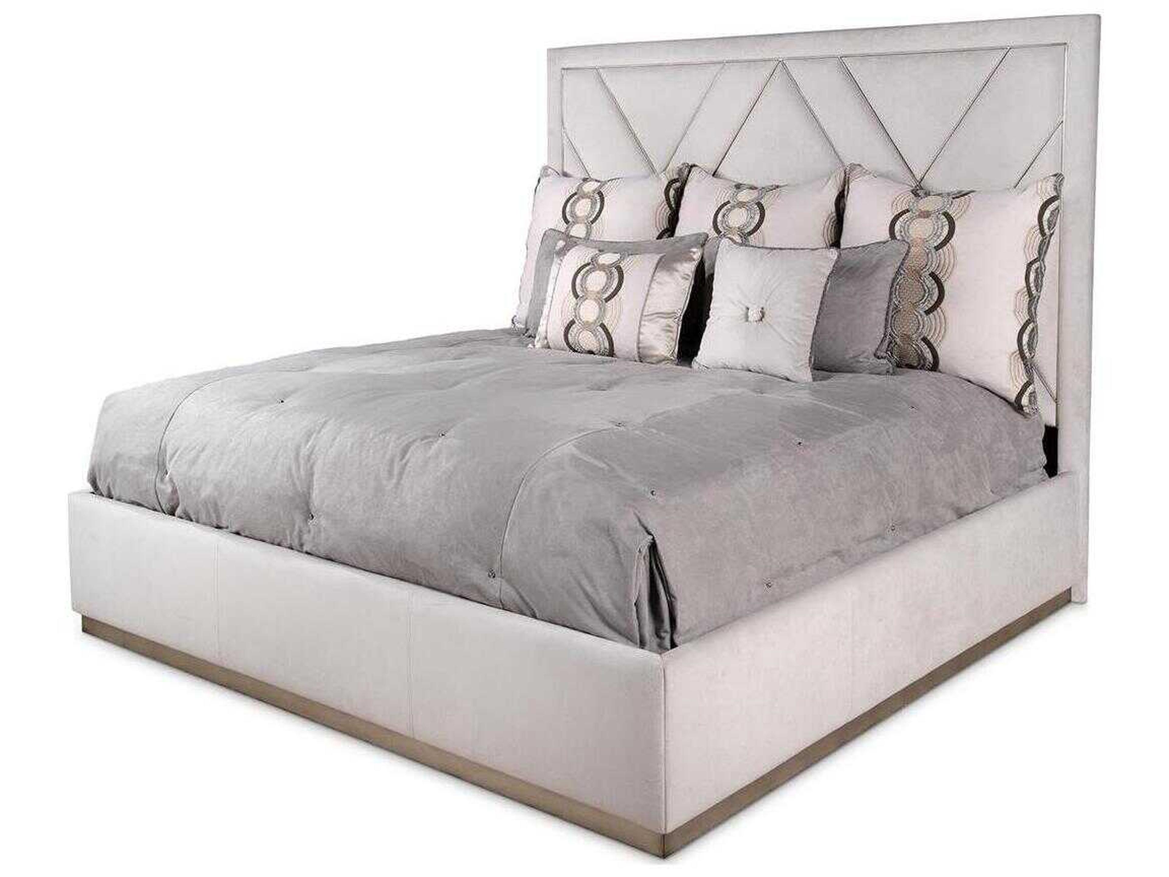 John Richard Christine Rendino London Silver Beech Wood Upholstered King Platform Bed