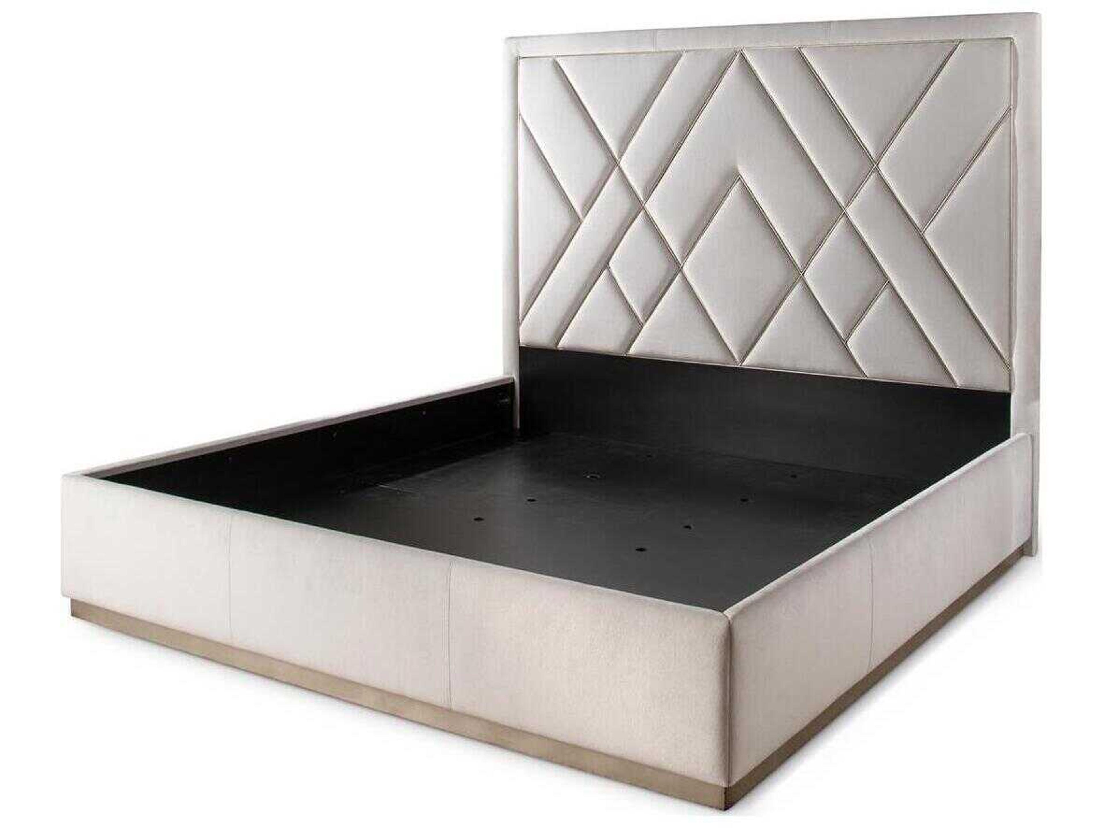 John Richard Christine Rendino London Silver Beech Wood Upholstered King Platform Bed