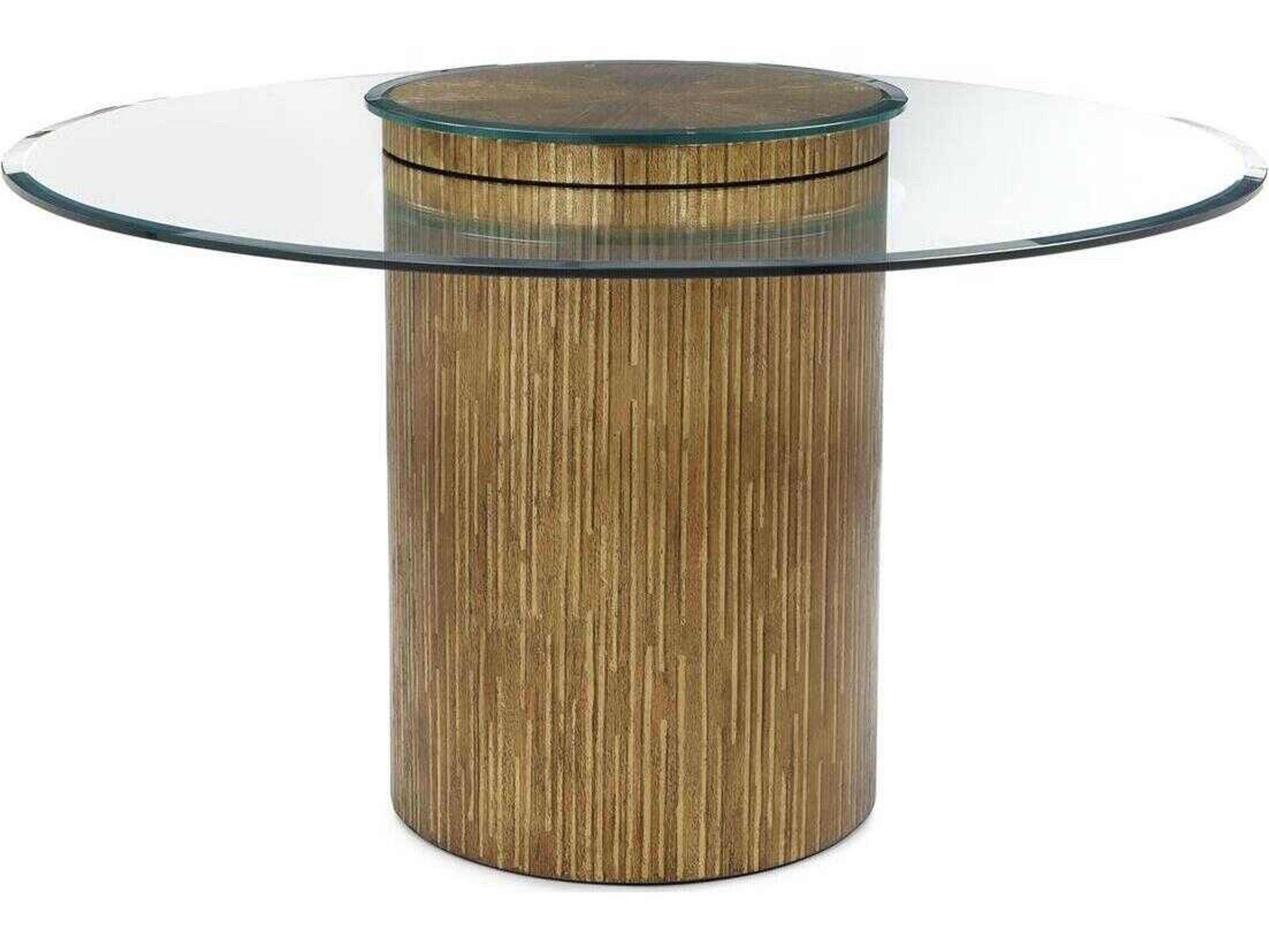 Stria Round Glass Linea Oro Dining Table