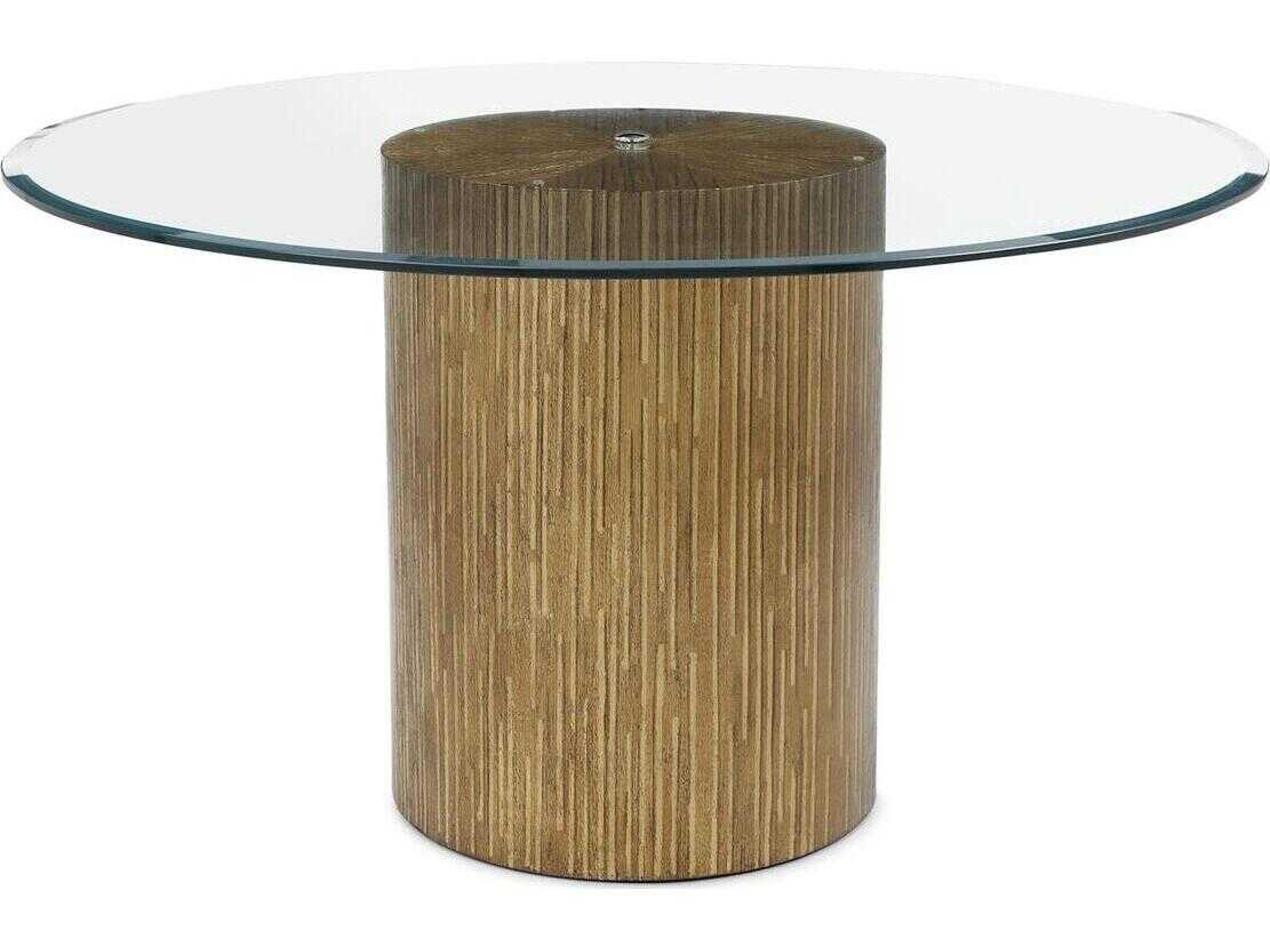 John Richard Stria Round Glass Linea Oro Dining Table