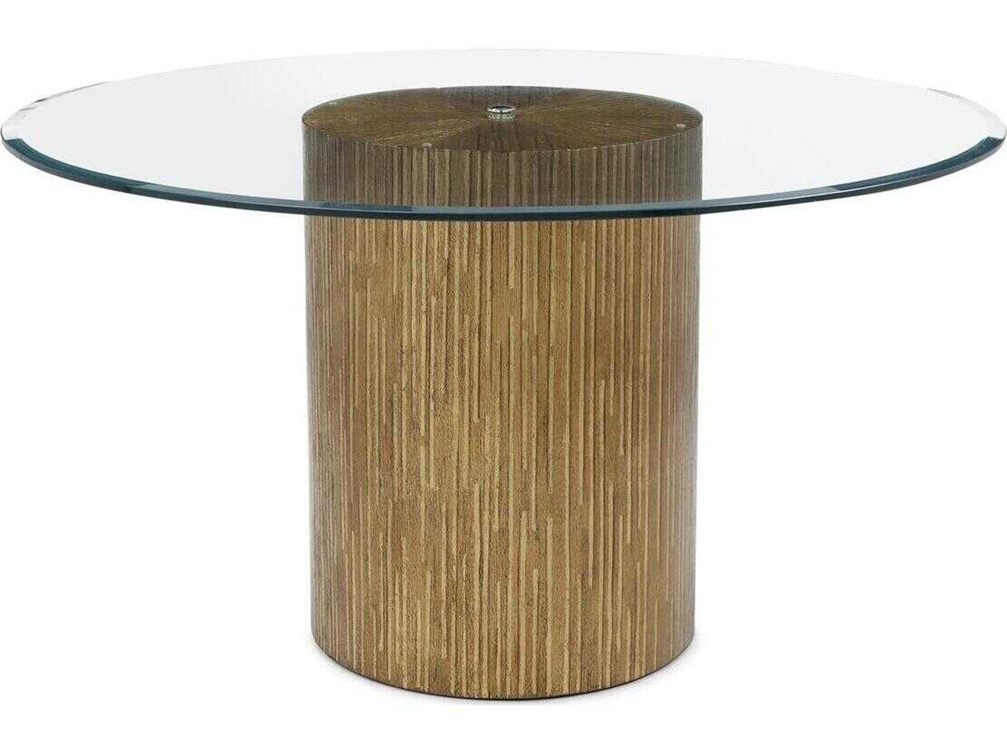 John Richard Stria Round Glass Linea Oro Dining Table
