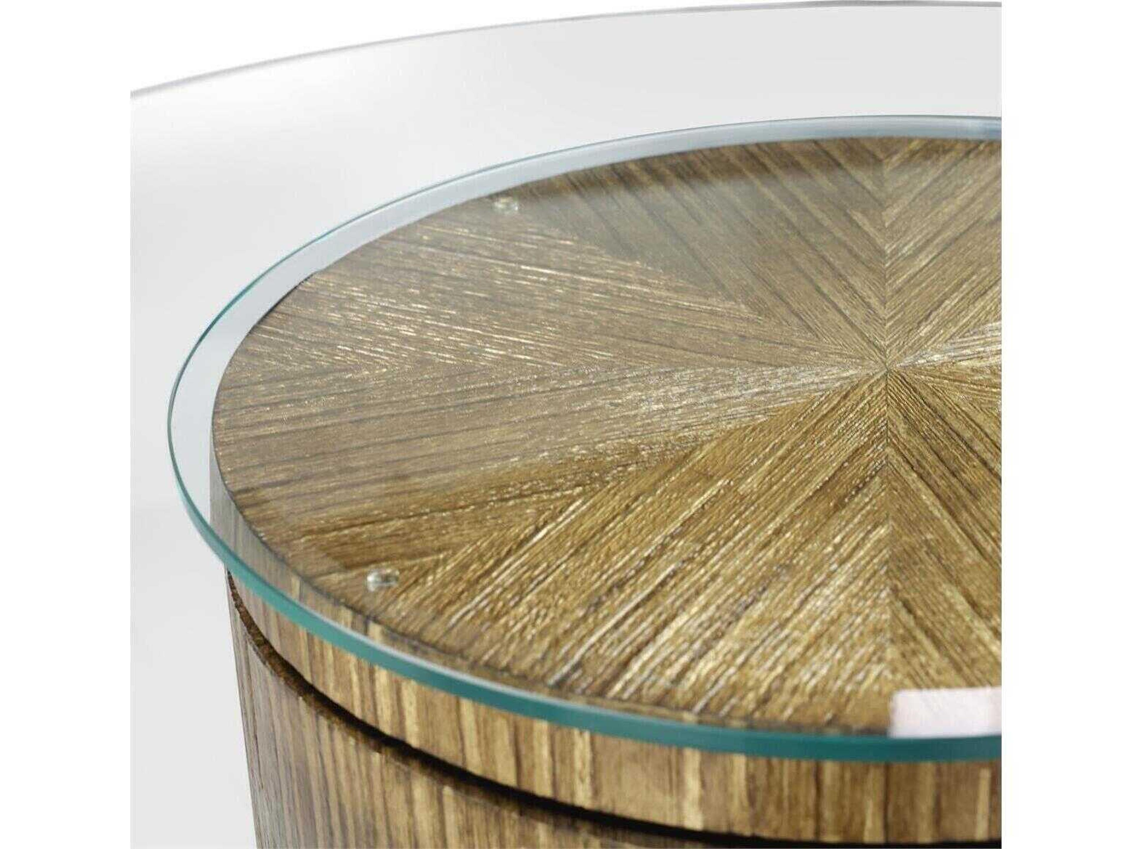 John Richard Stria Round Glass Linea Oro Dining Table