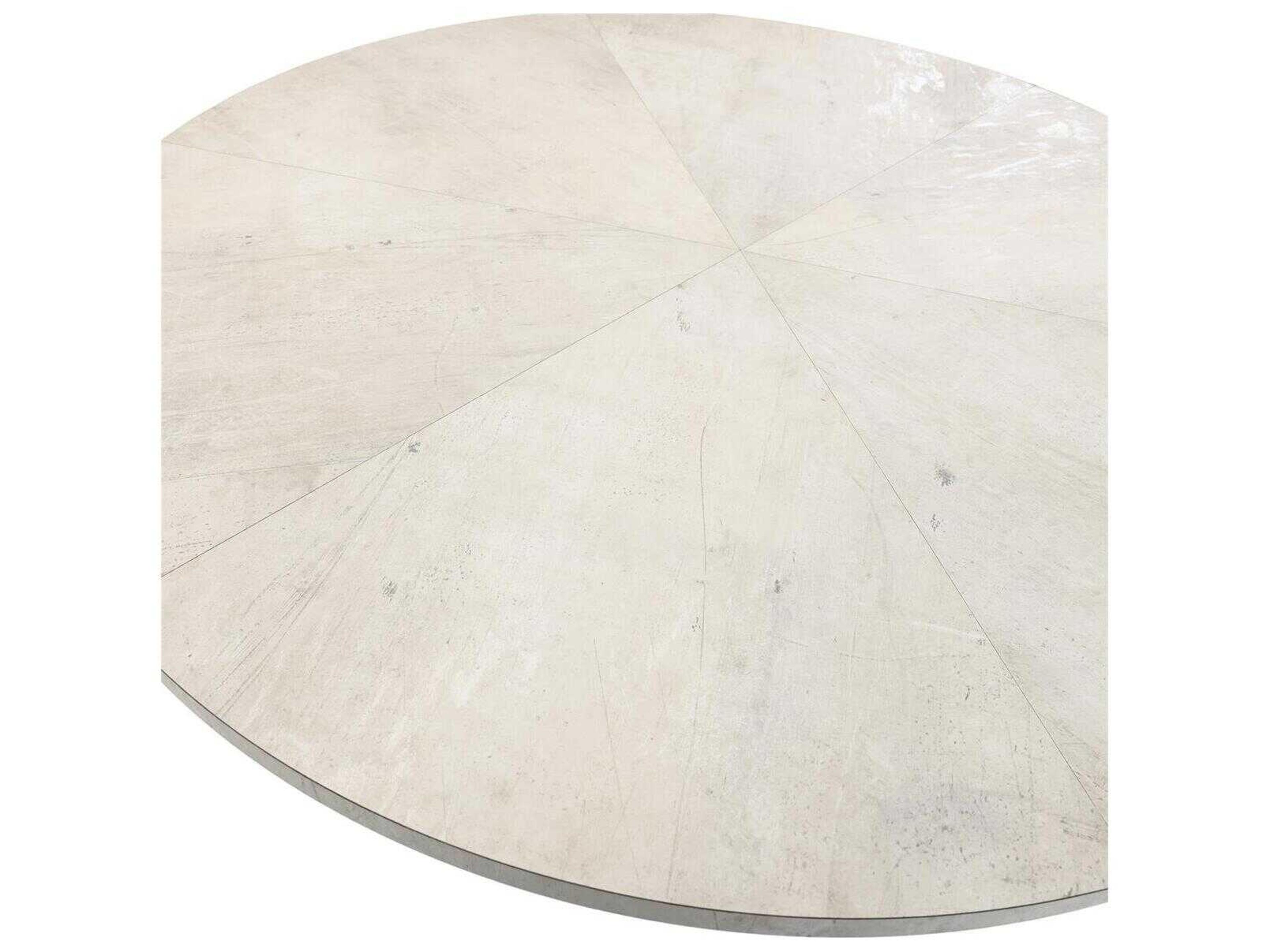 John Richard Lavertezzo Round Wood Tiza Gesso Dining Table