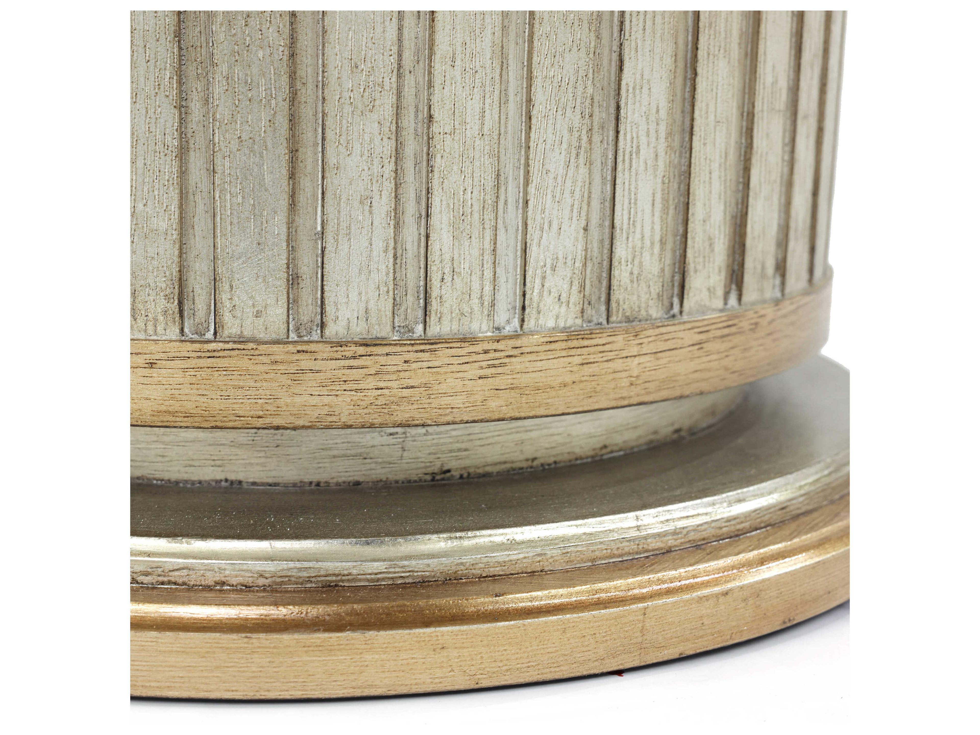 John Richard Dorian Round Glass Silver White Dining Table