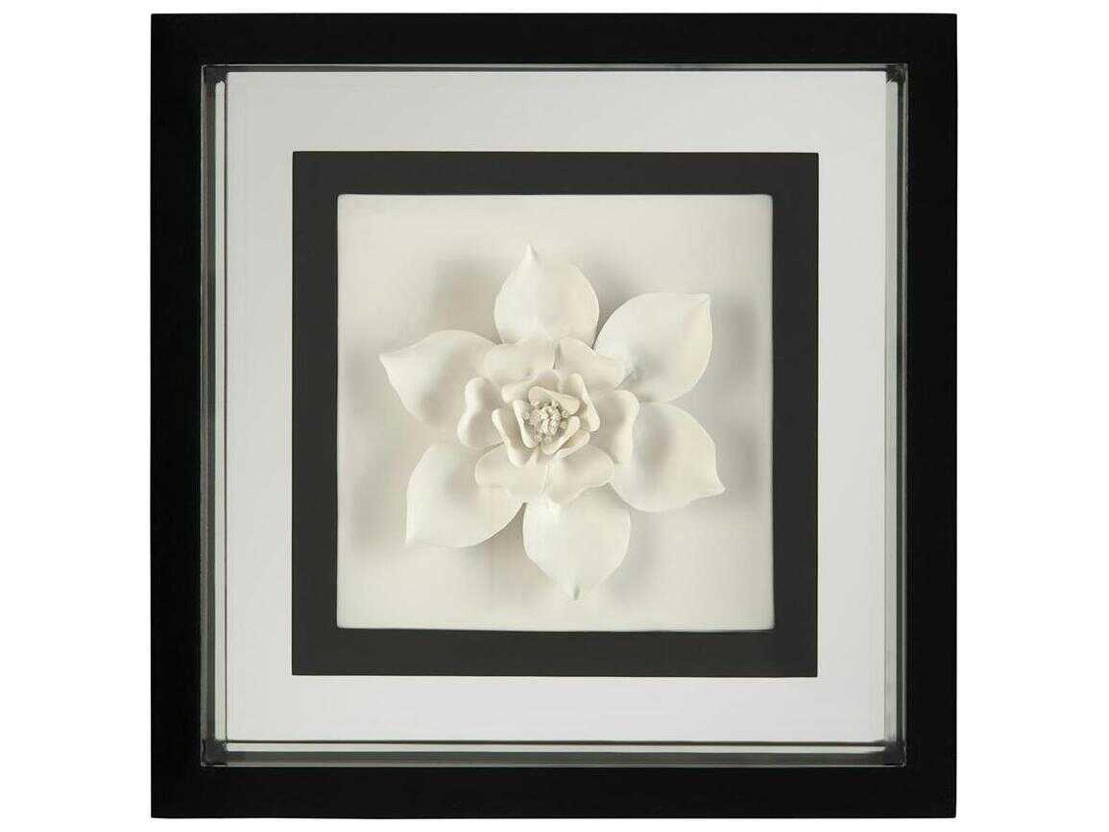 John Richard Black / White Porcelain Flower-IV Shadow Box