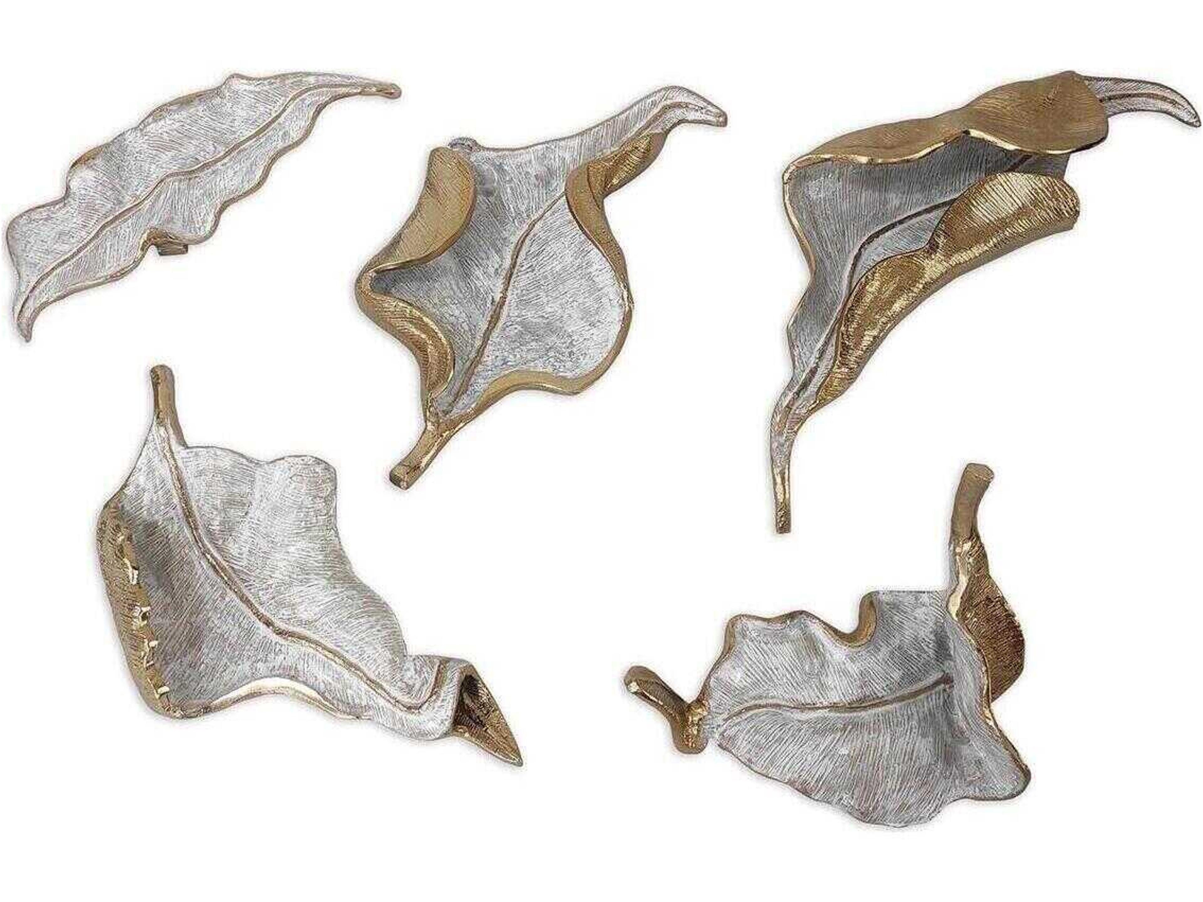 John Richard Iridescent Curling Leaves Wall Sculpture Set of 5
