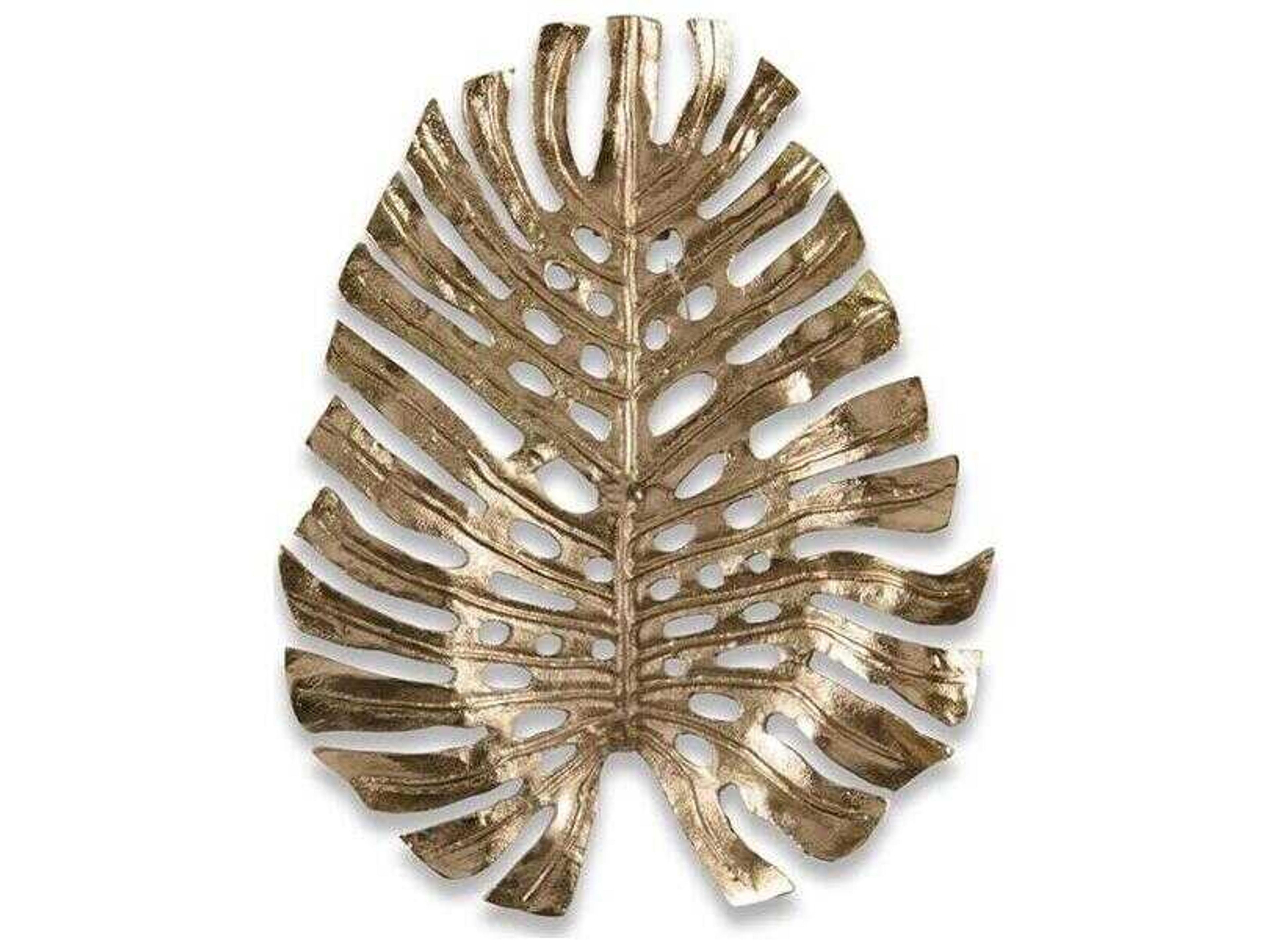 John Richard Gilded Palm Leaf Sculpture-III 13" Metal Wall Art
