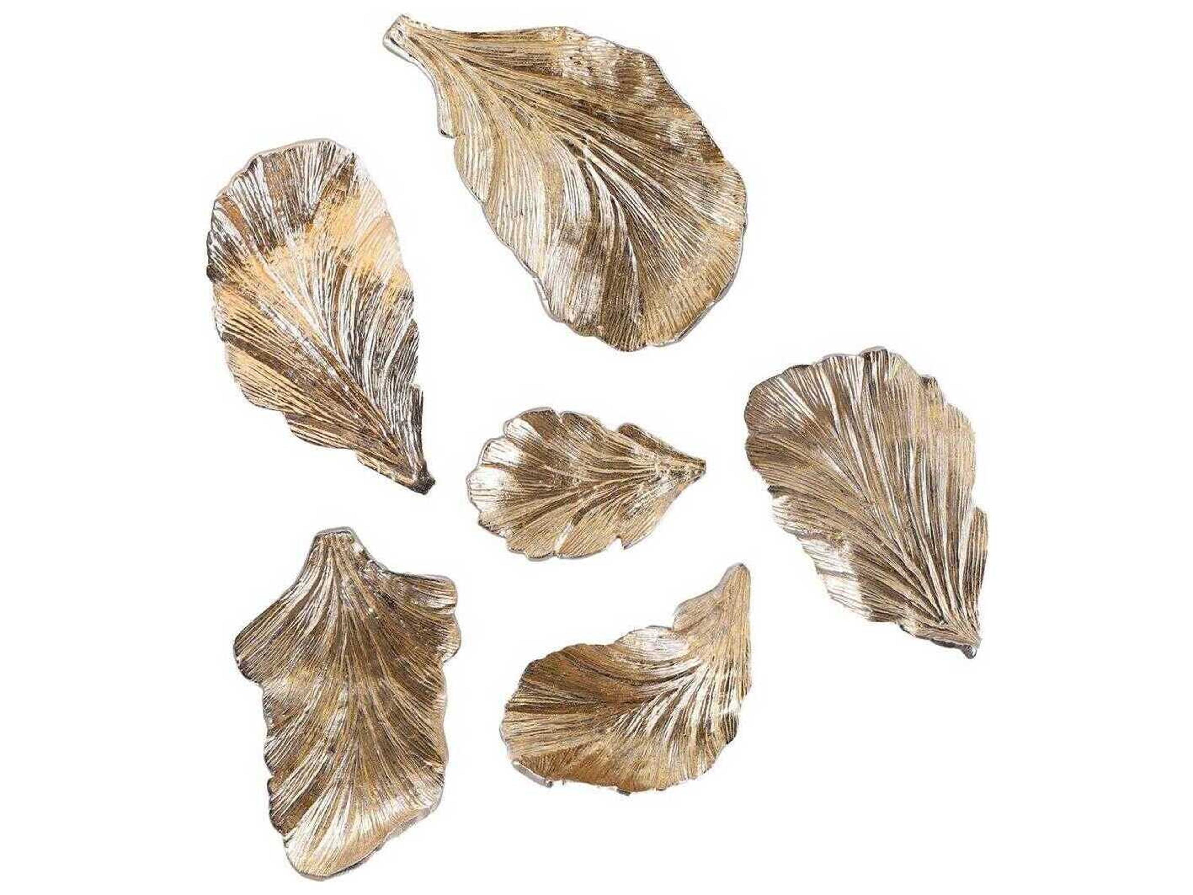 John Richard Gold Wall Leaves Wall Art Set of 6
