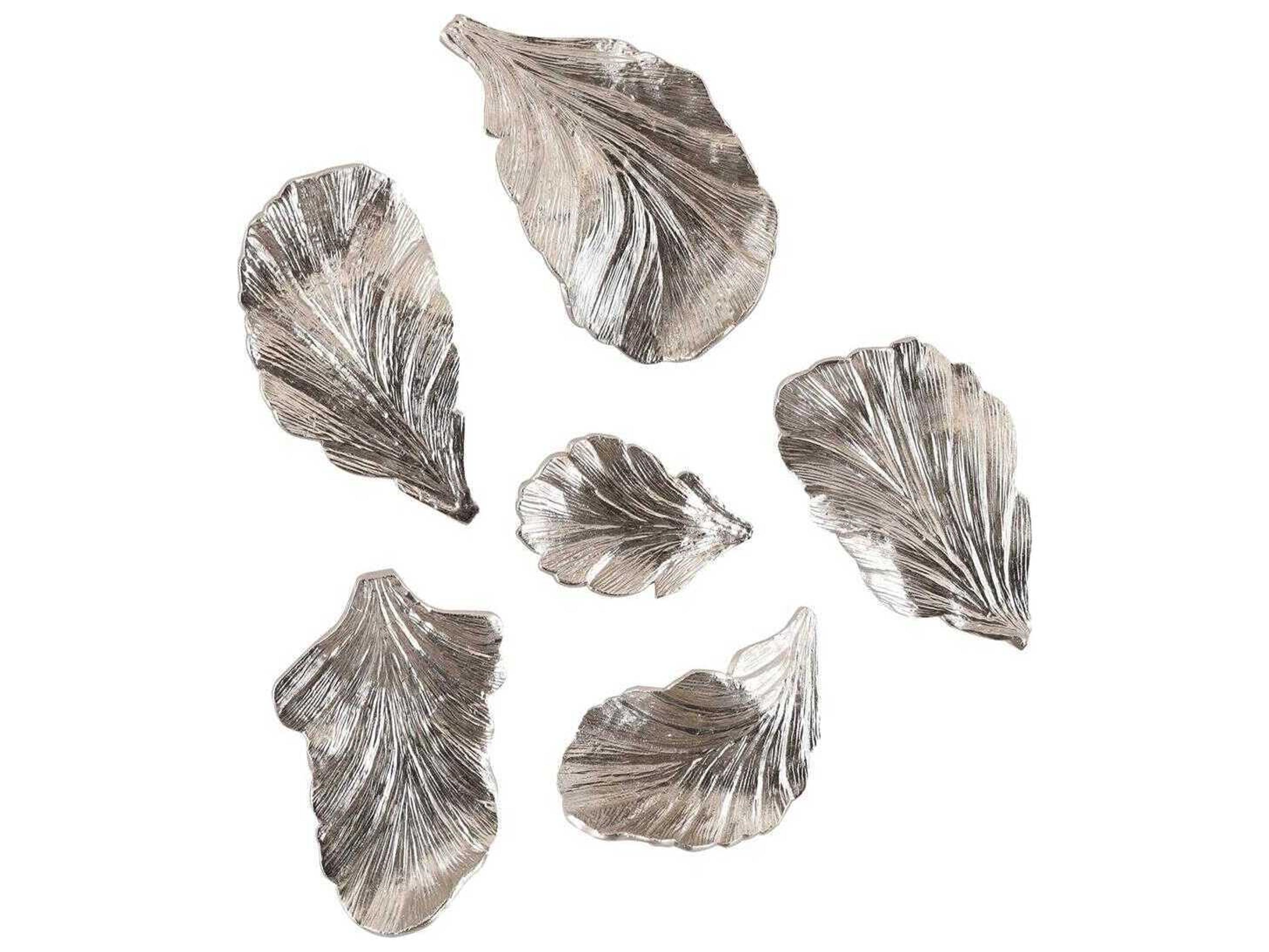 John Richard Nickel Wall Leaves Wall Art Set of 6