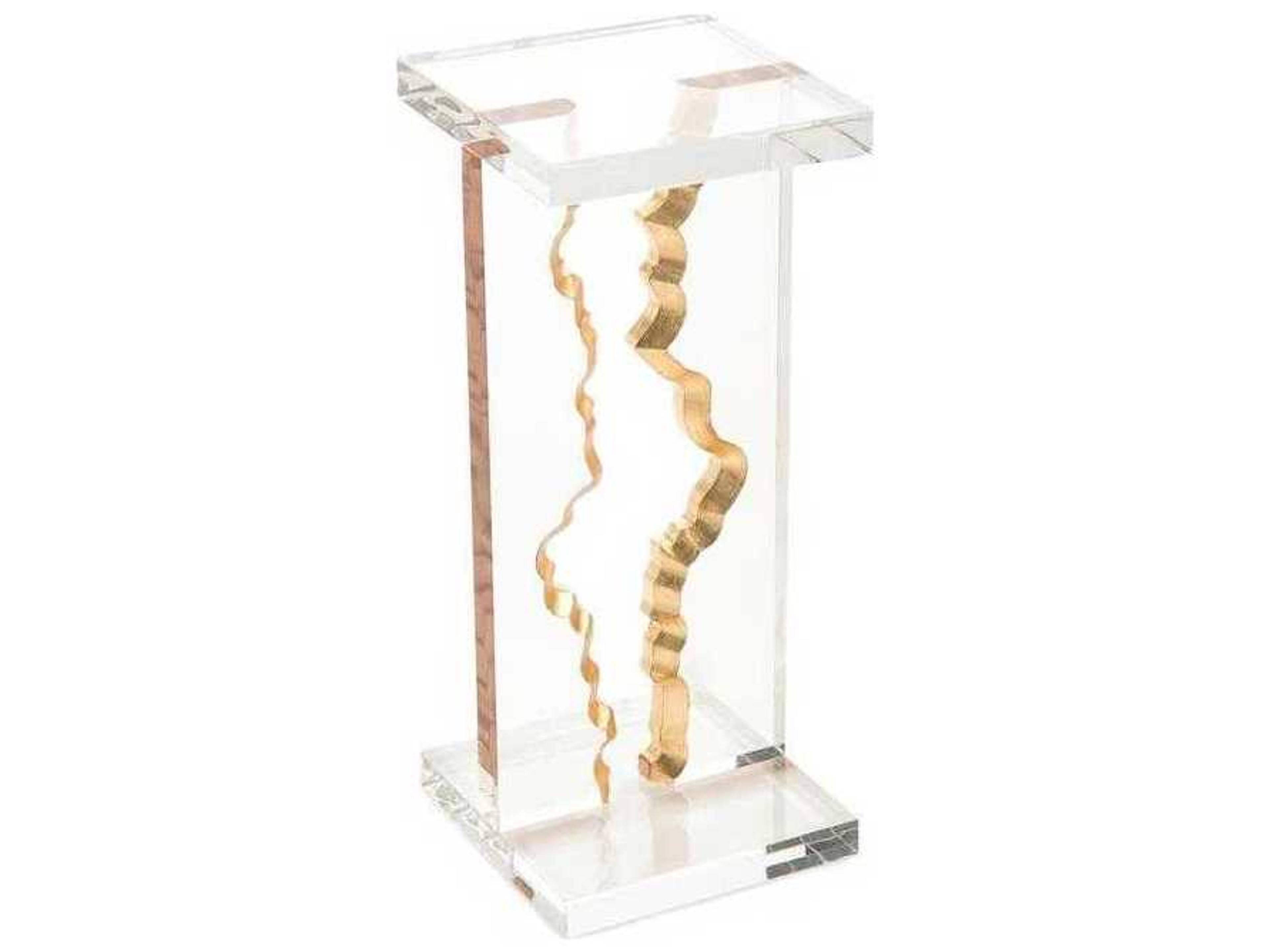 John Richard Gold Landscape Square Acrylic End Table