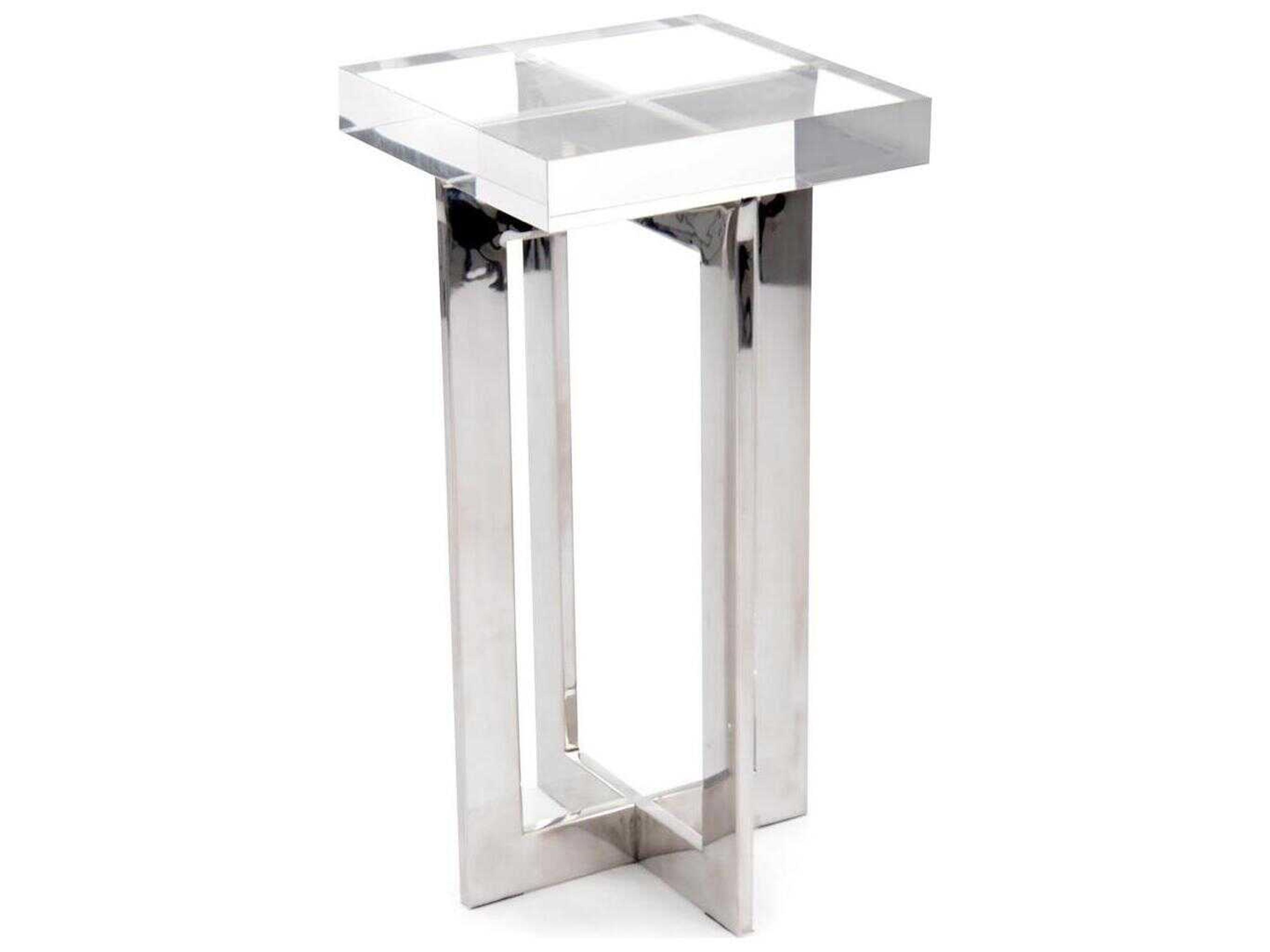 Leah Crystal Top Martini Table in Polished Nickel