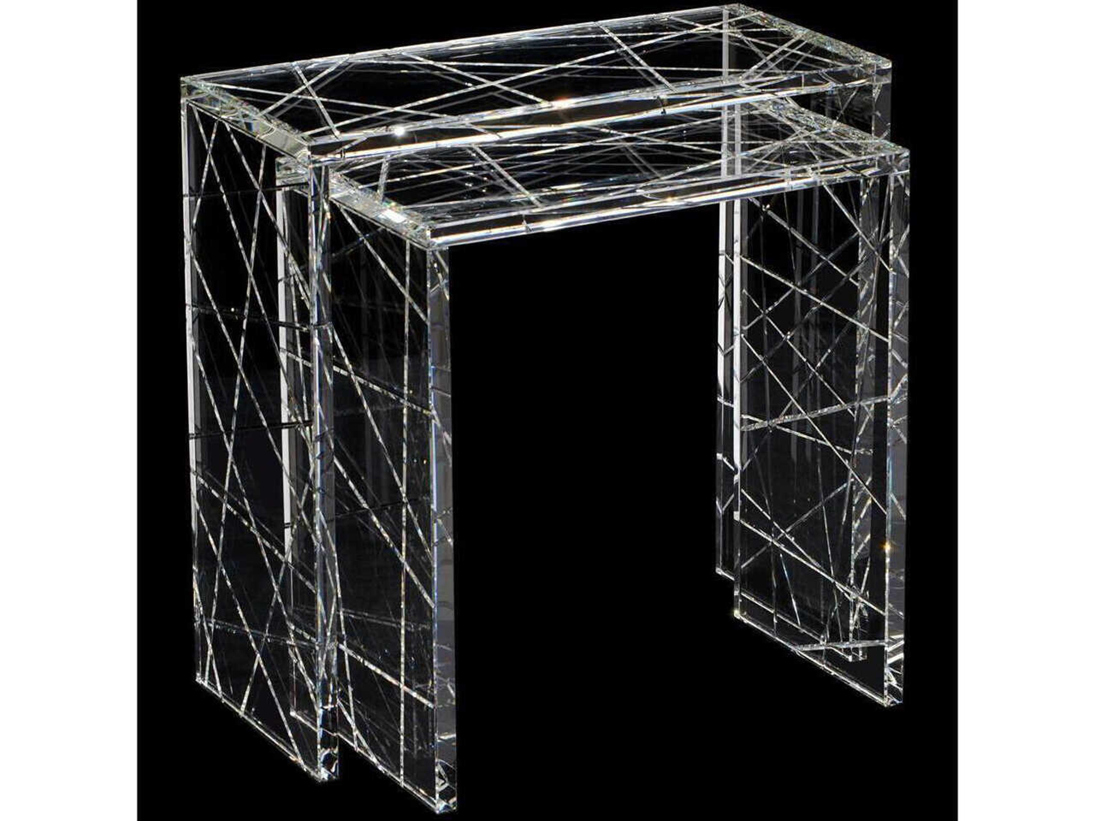 John Richard Mark McDowell Crystal Rectangular Glass Clear End Table