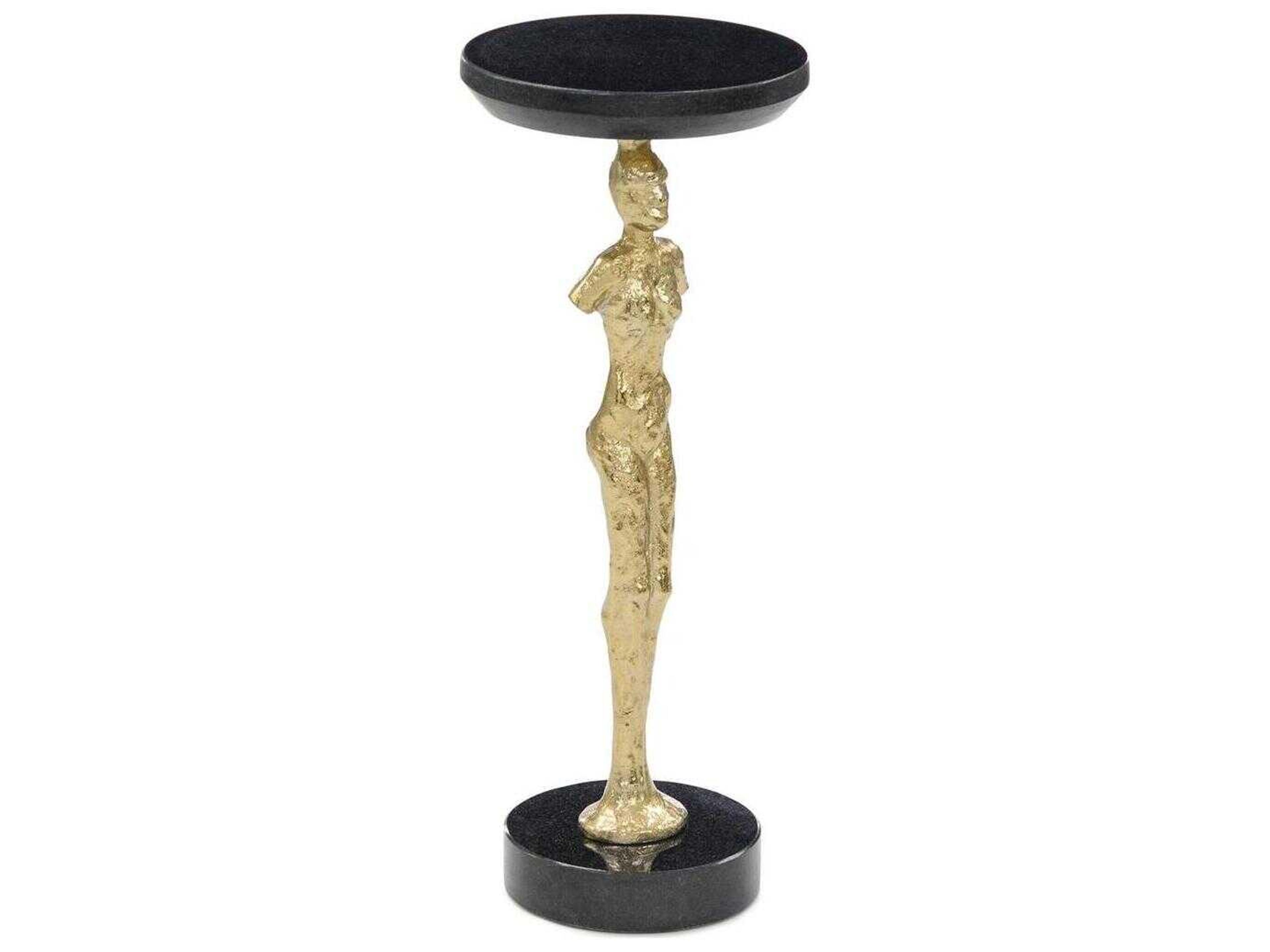 John Richard Mark McDowell Statuesque 8" Round Marble Gold End Table