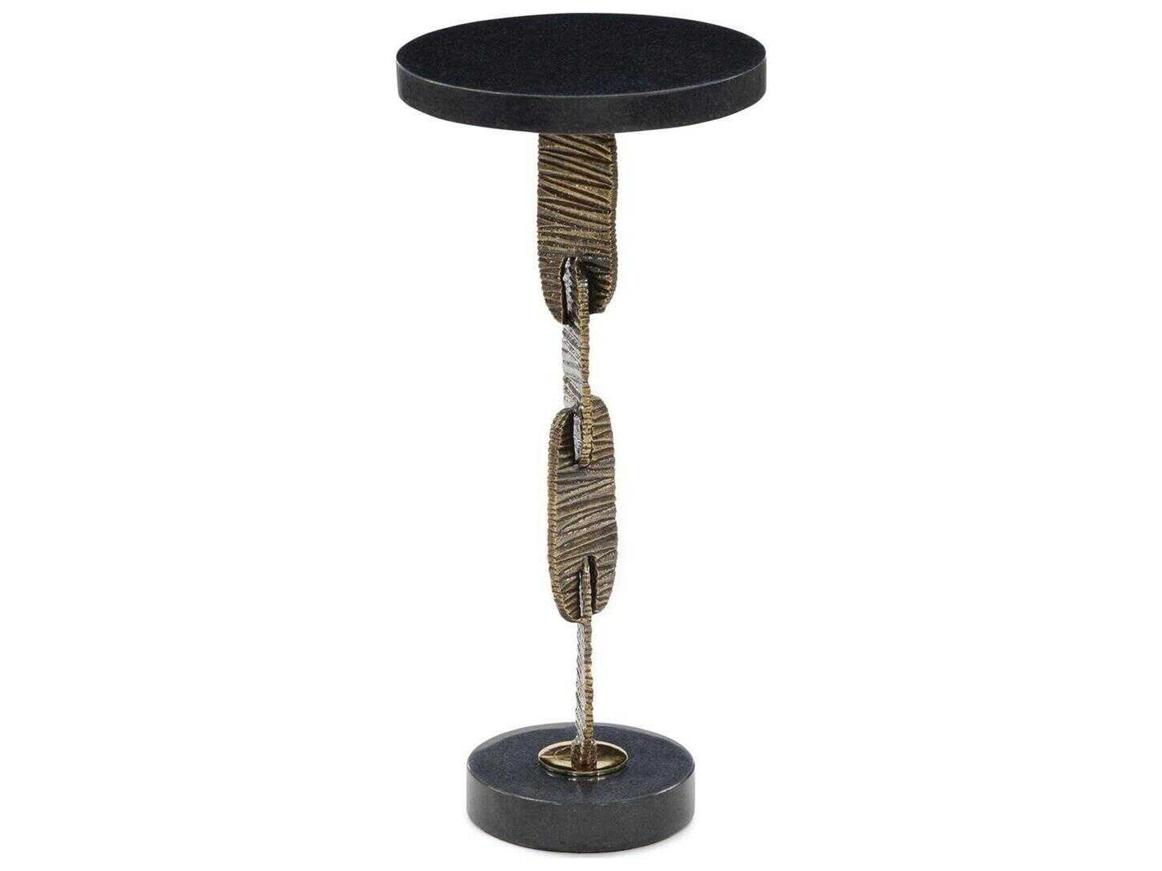 John Richard Mark McDowell Chase Round Marble Black Brass End Table