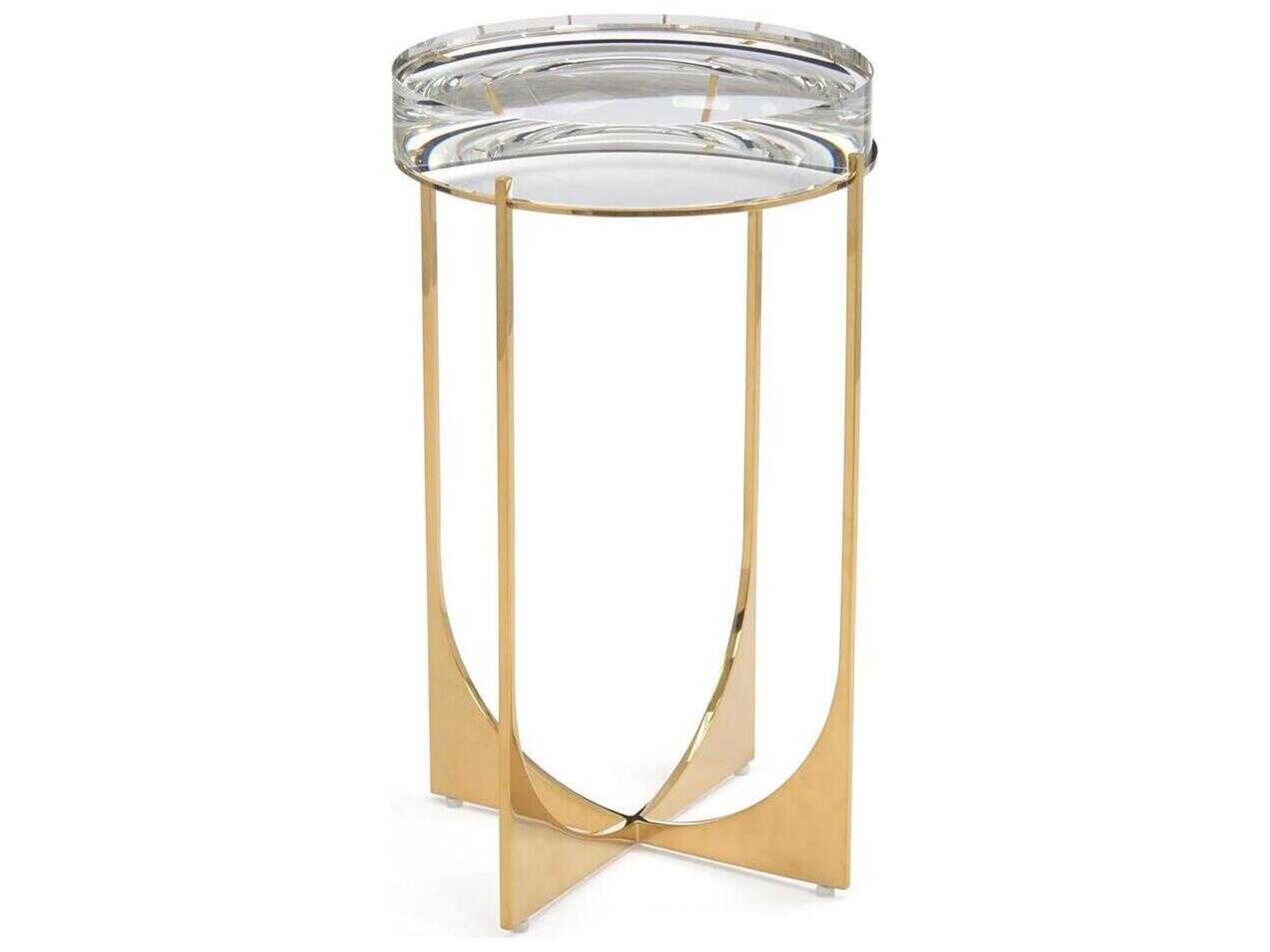 John Richard Svelte Round Polished Brass End Table
