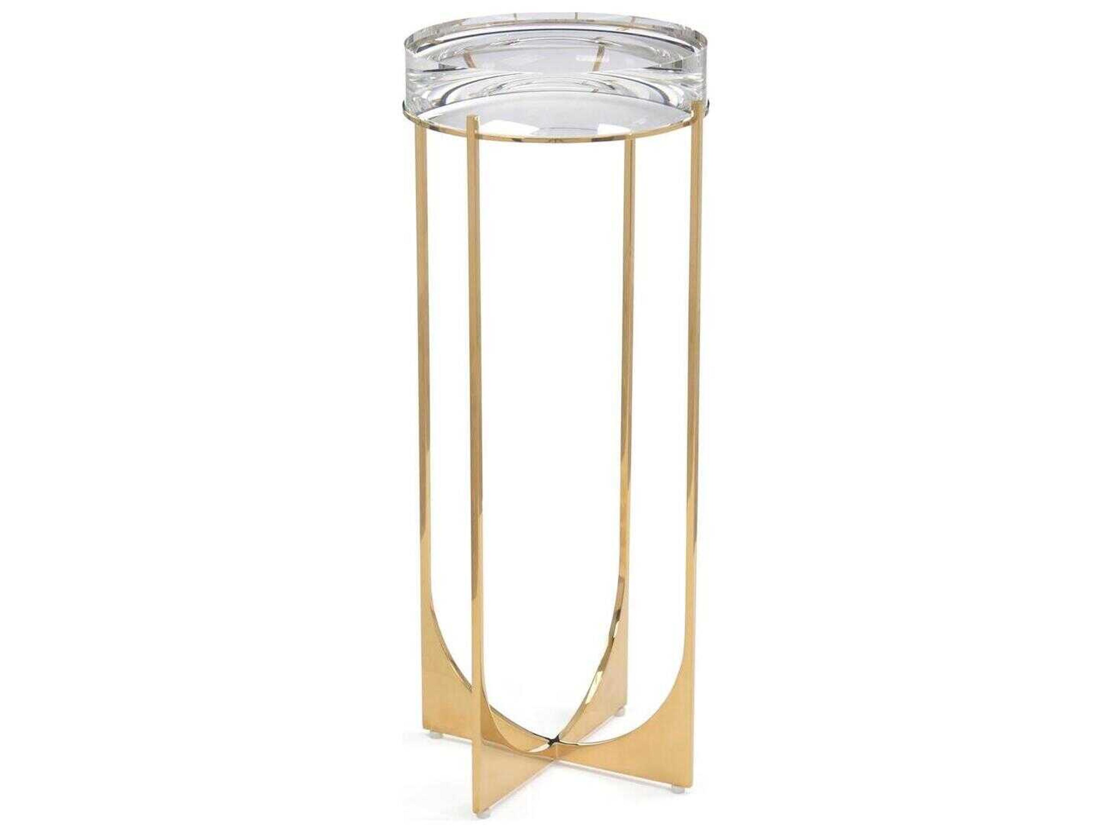 John Richard Svelte Round Polished Brass End Table