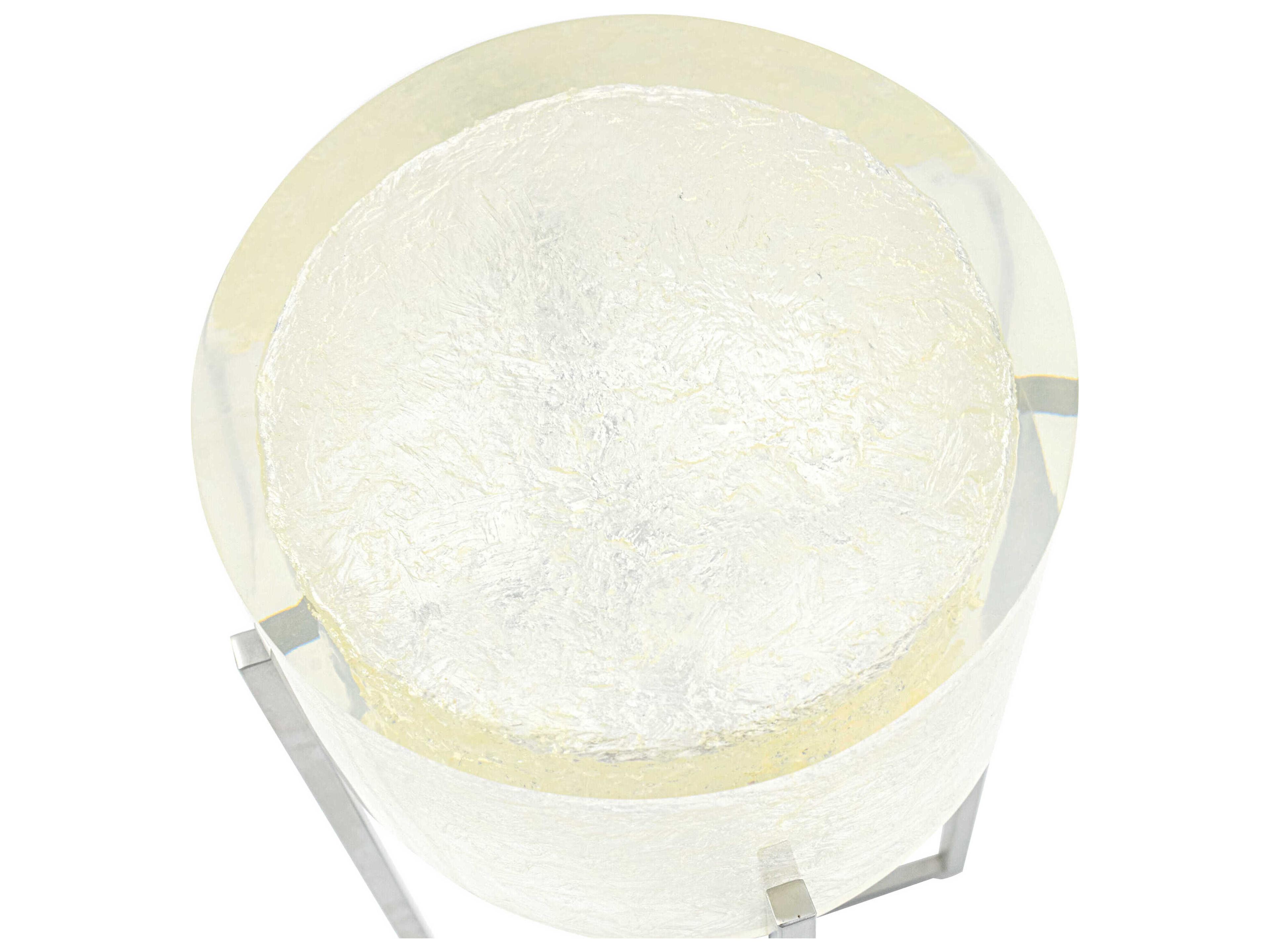 John Richard Claro Round Silver White End Table