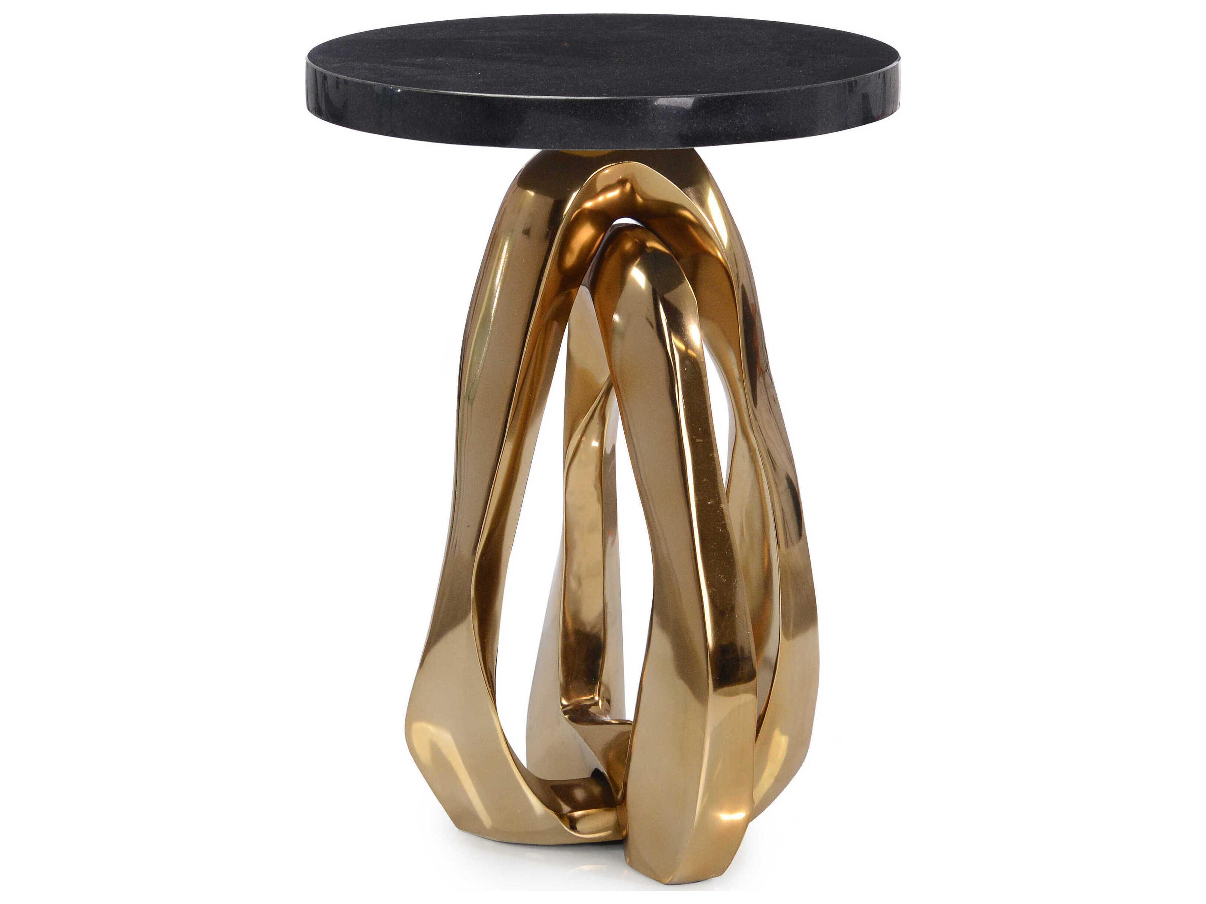 John Richard Kaari Round Marble Champagne Gold End Table