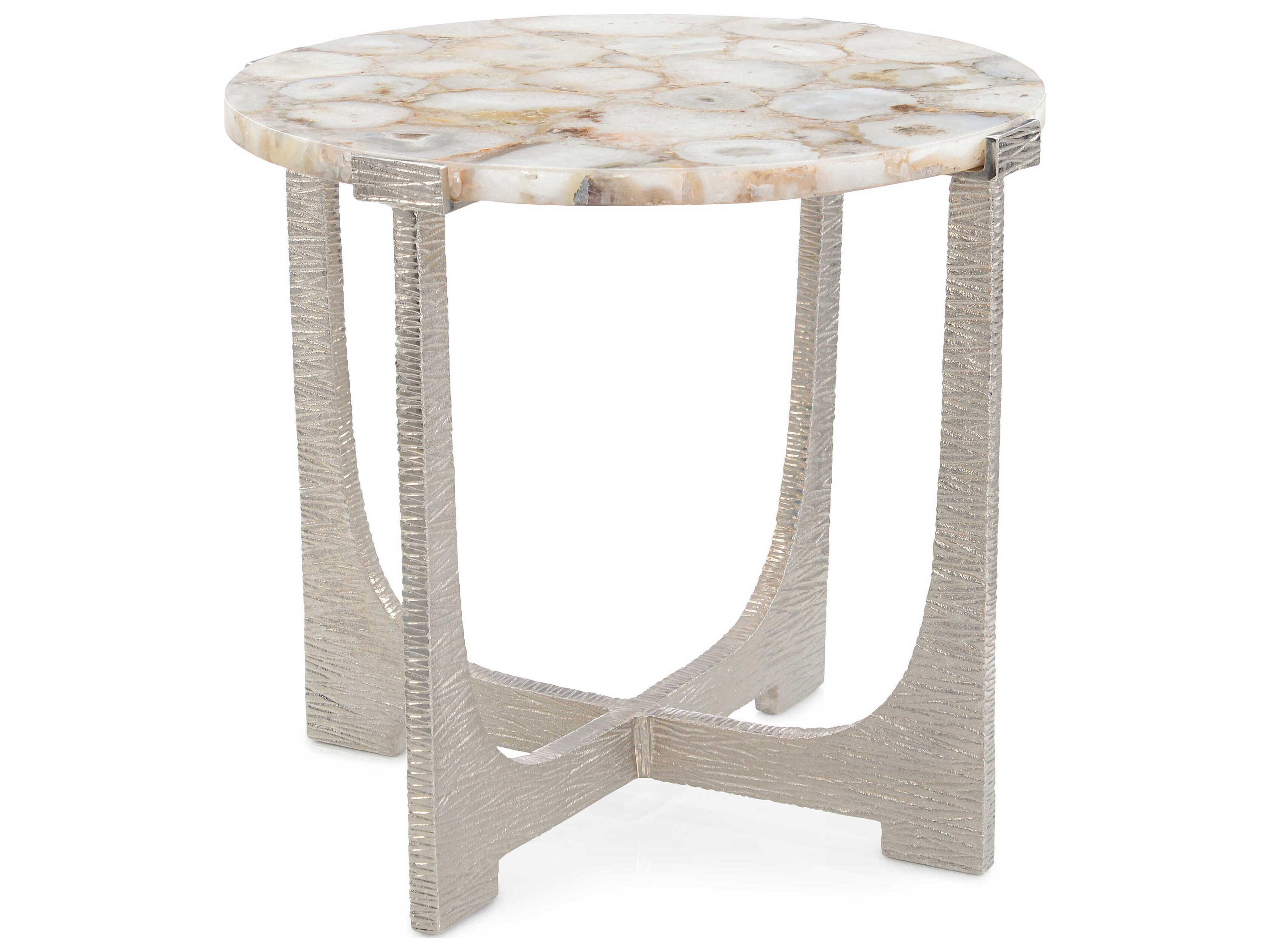 John Richard Unity Round Stone Nickel End Table