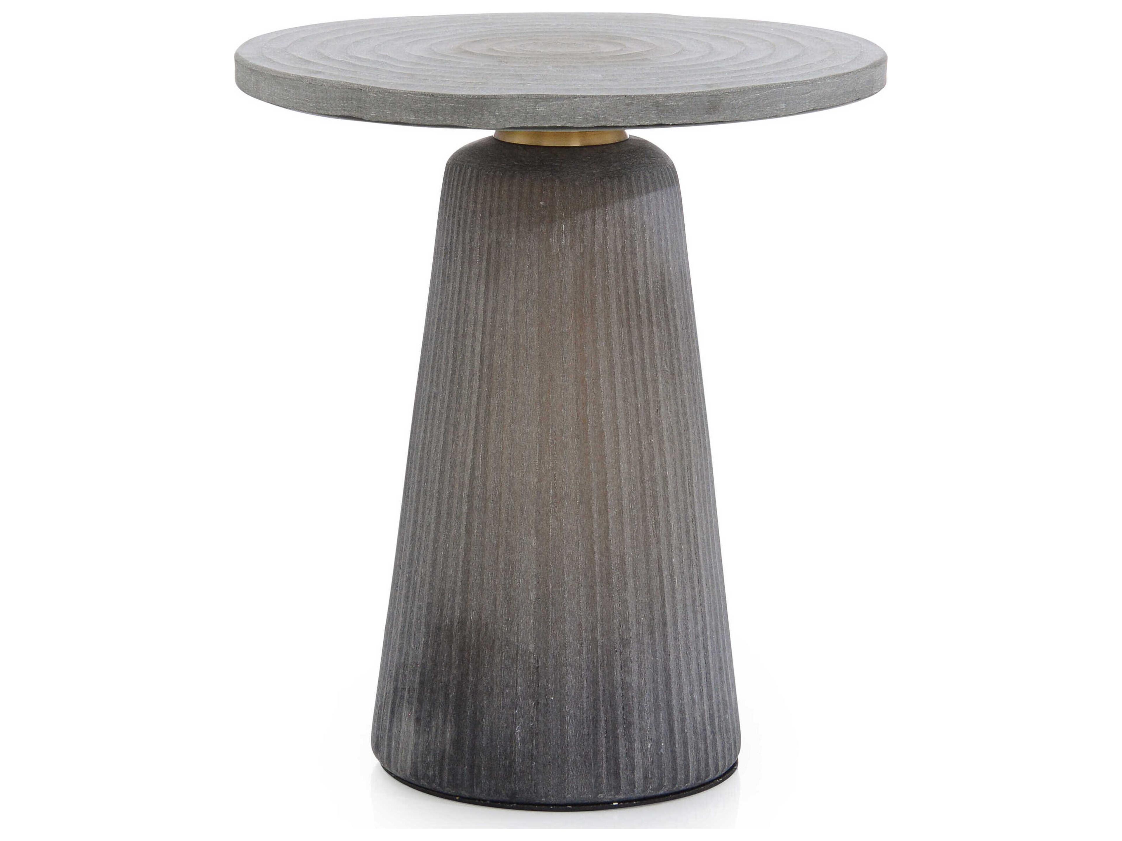 Radiare Round Wood Gray Gold End Table