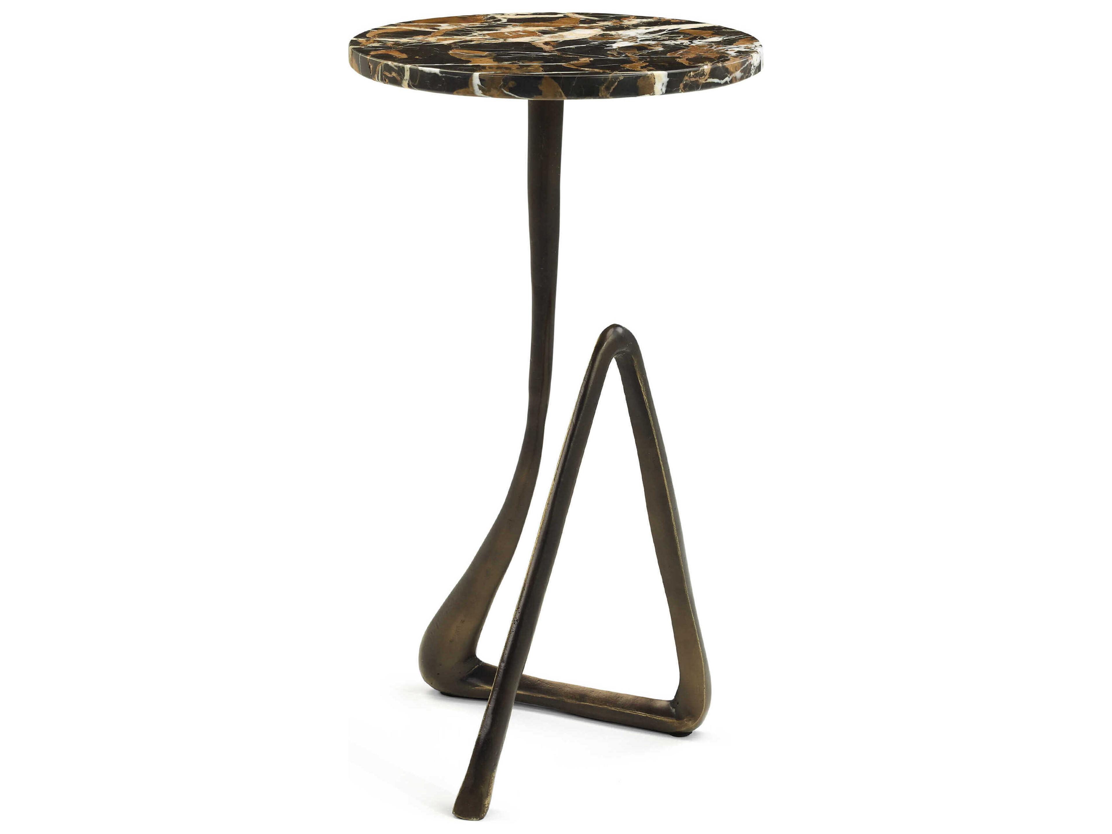 John Richard Erra Round Marble Bronzed End Table