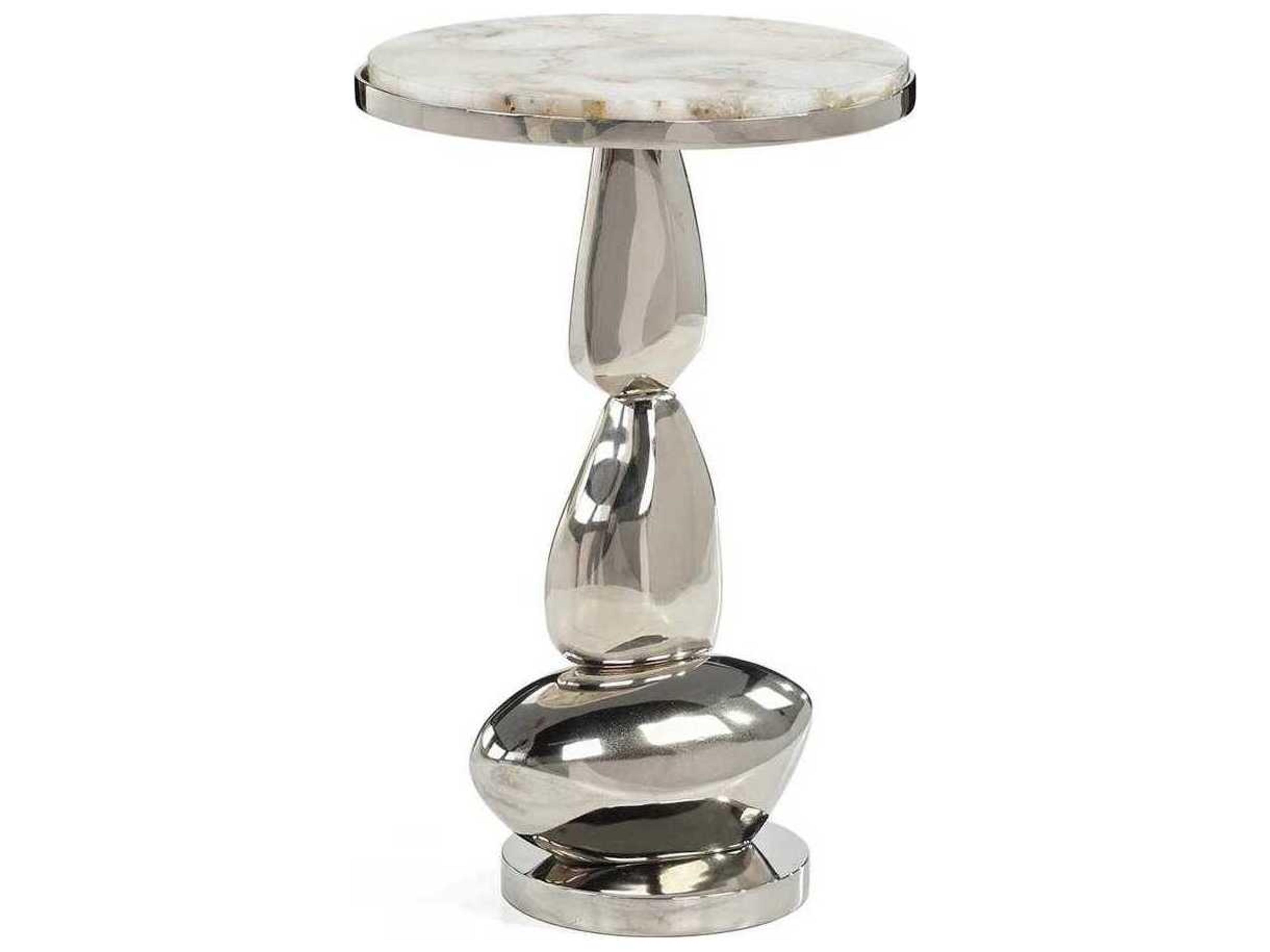 John Richard Smelted Round Stone End Table