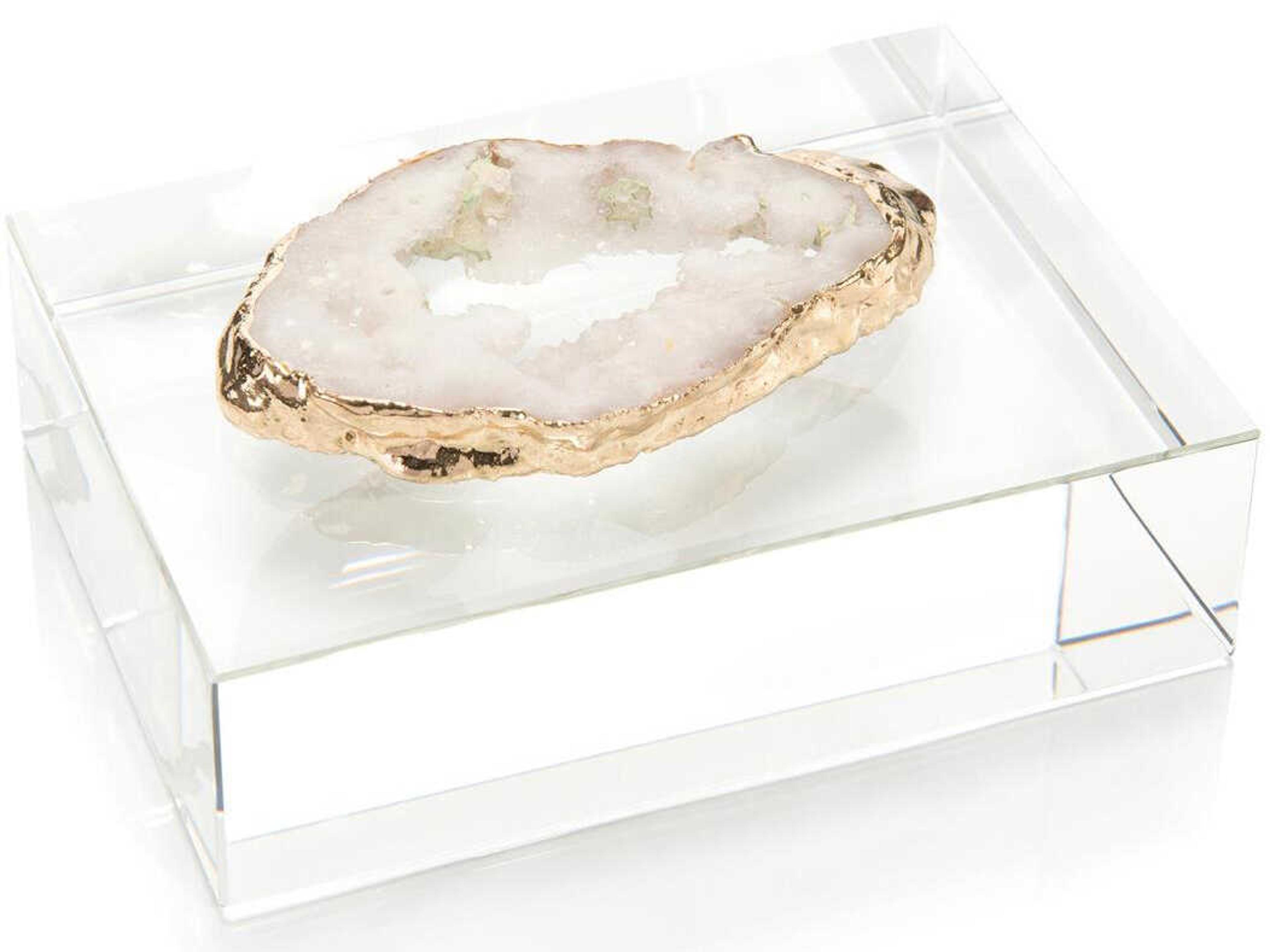White Geode on Crystal Decorative Accent