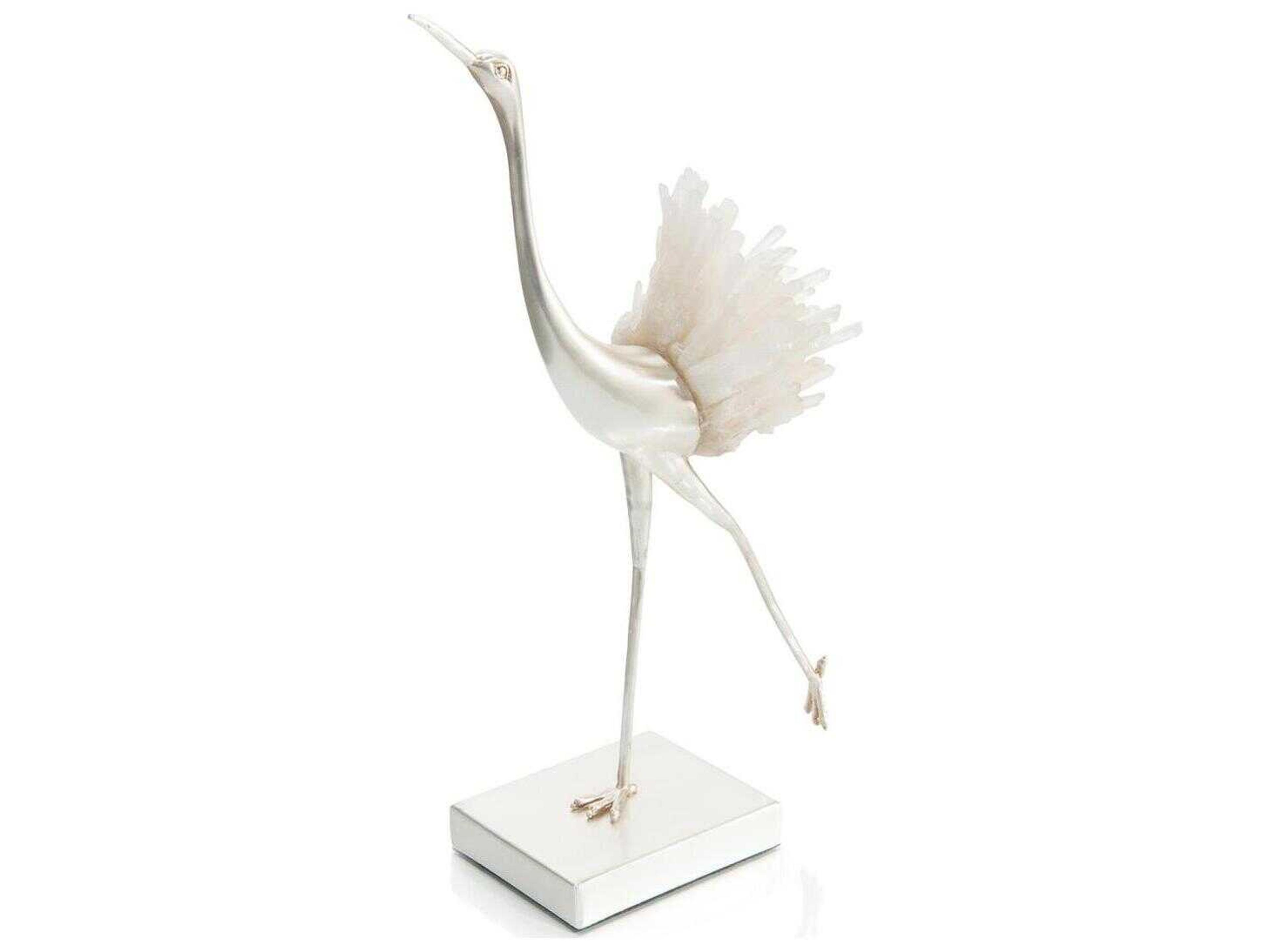John Richard Quartz Egret Stretching Sculpture