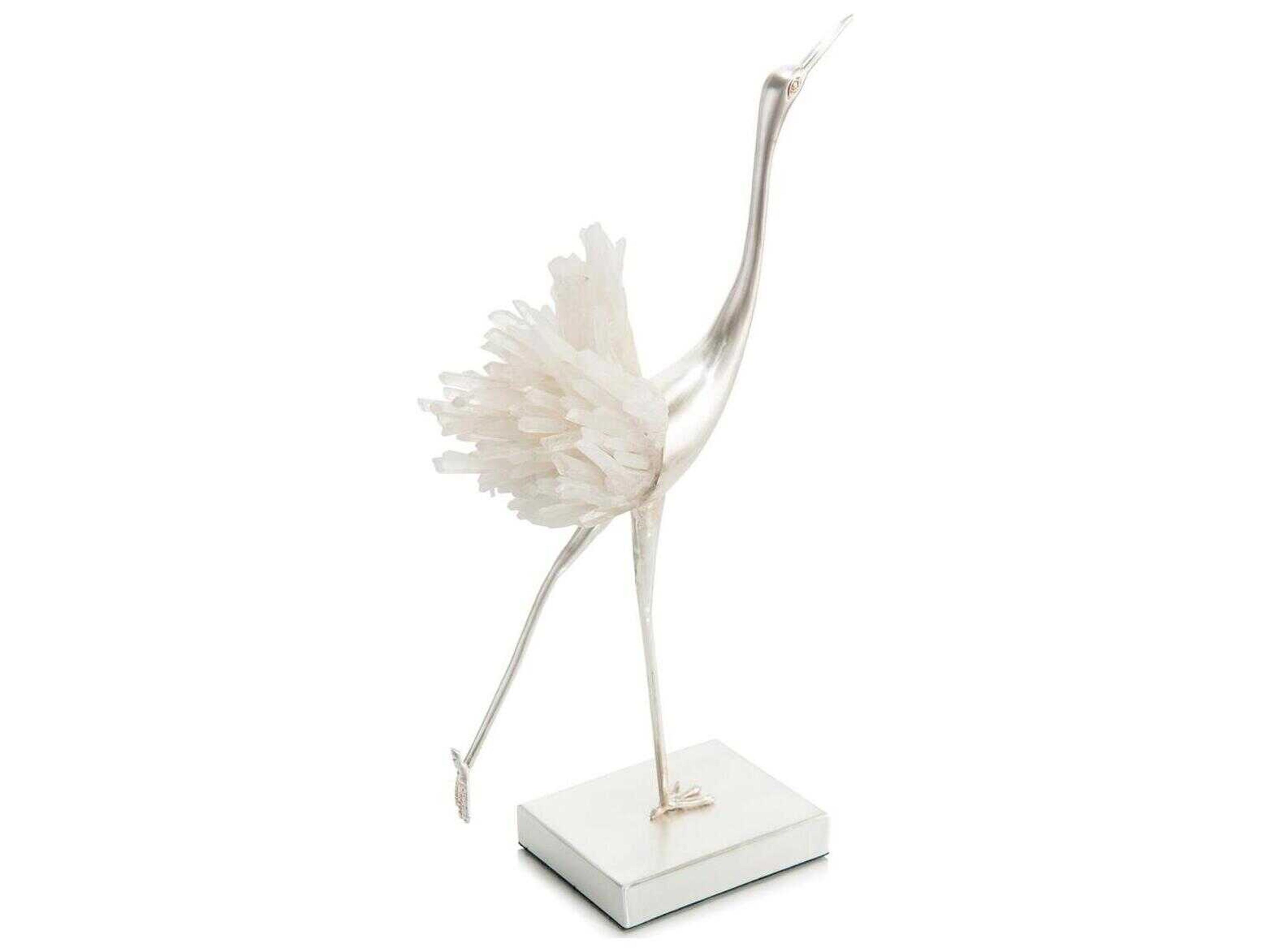 John Richard Quartz Egret Stretching Sculpture