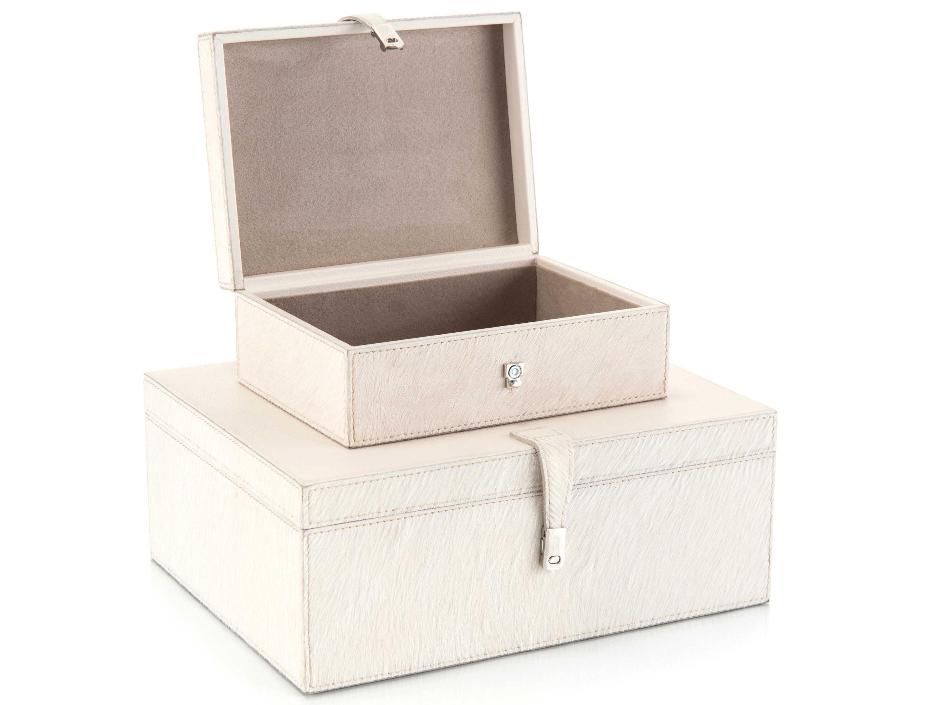 John Richard Cream Leather Box Set of 2