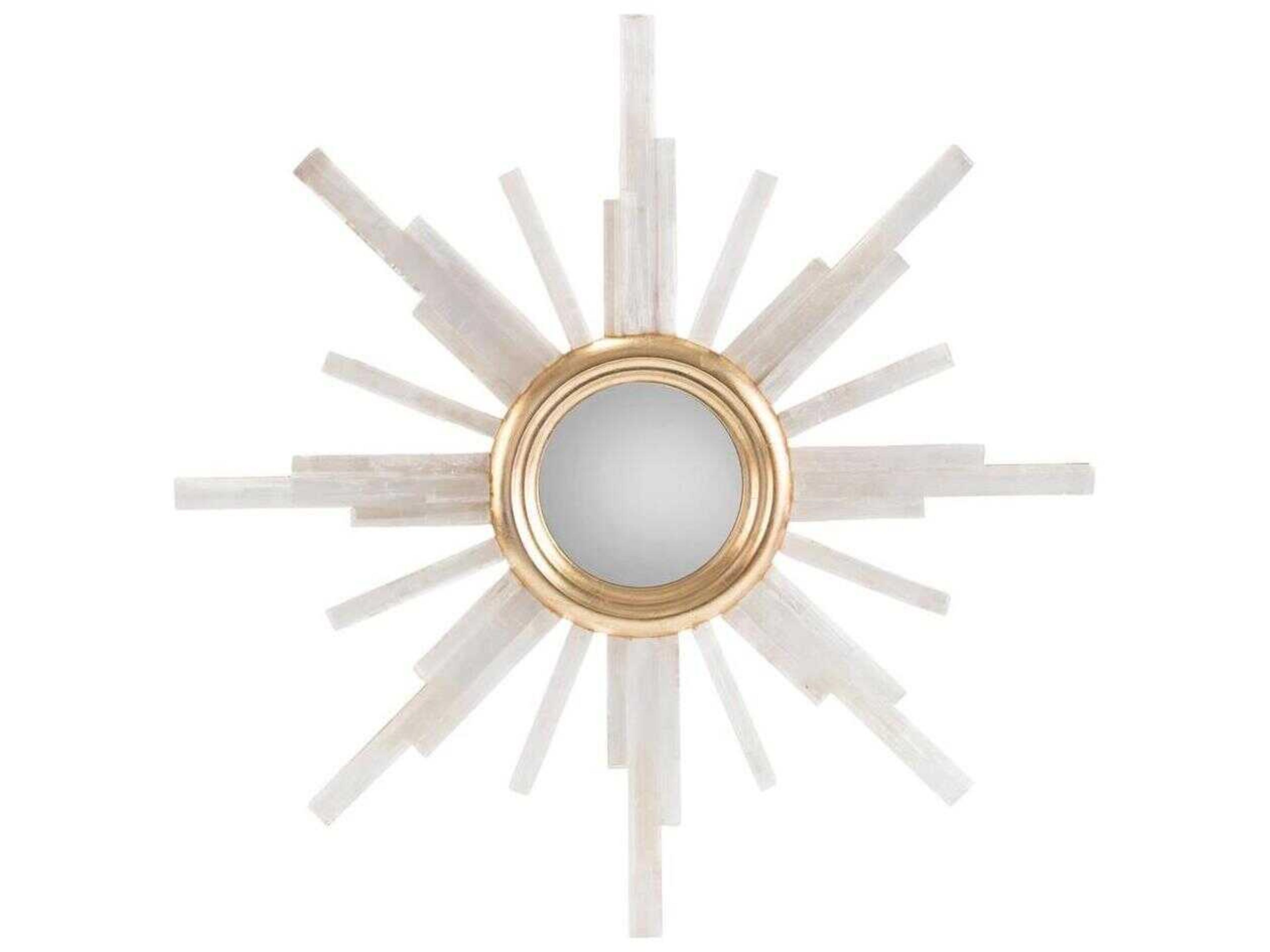 Selenite Star Mirror Gold Frame 36.5 Inch Diameter