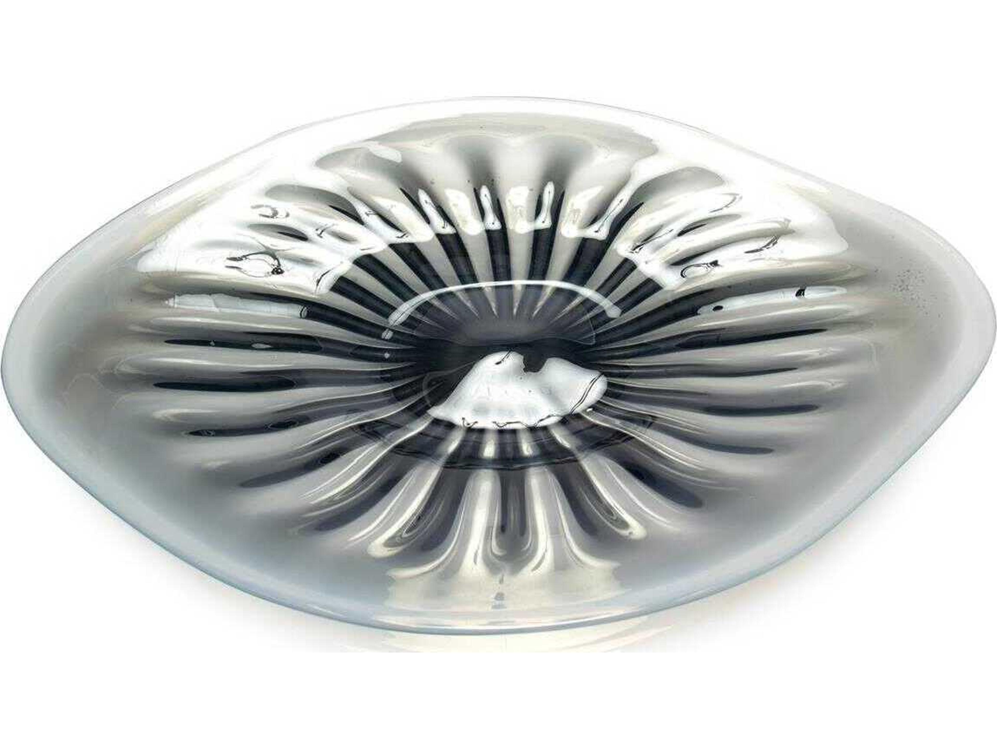 John Richard Rays of Blue and White Decorative Glass Charger