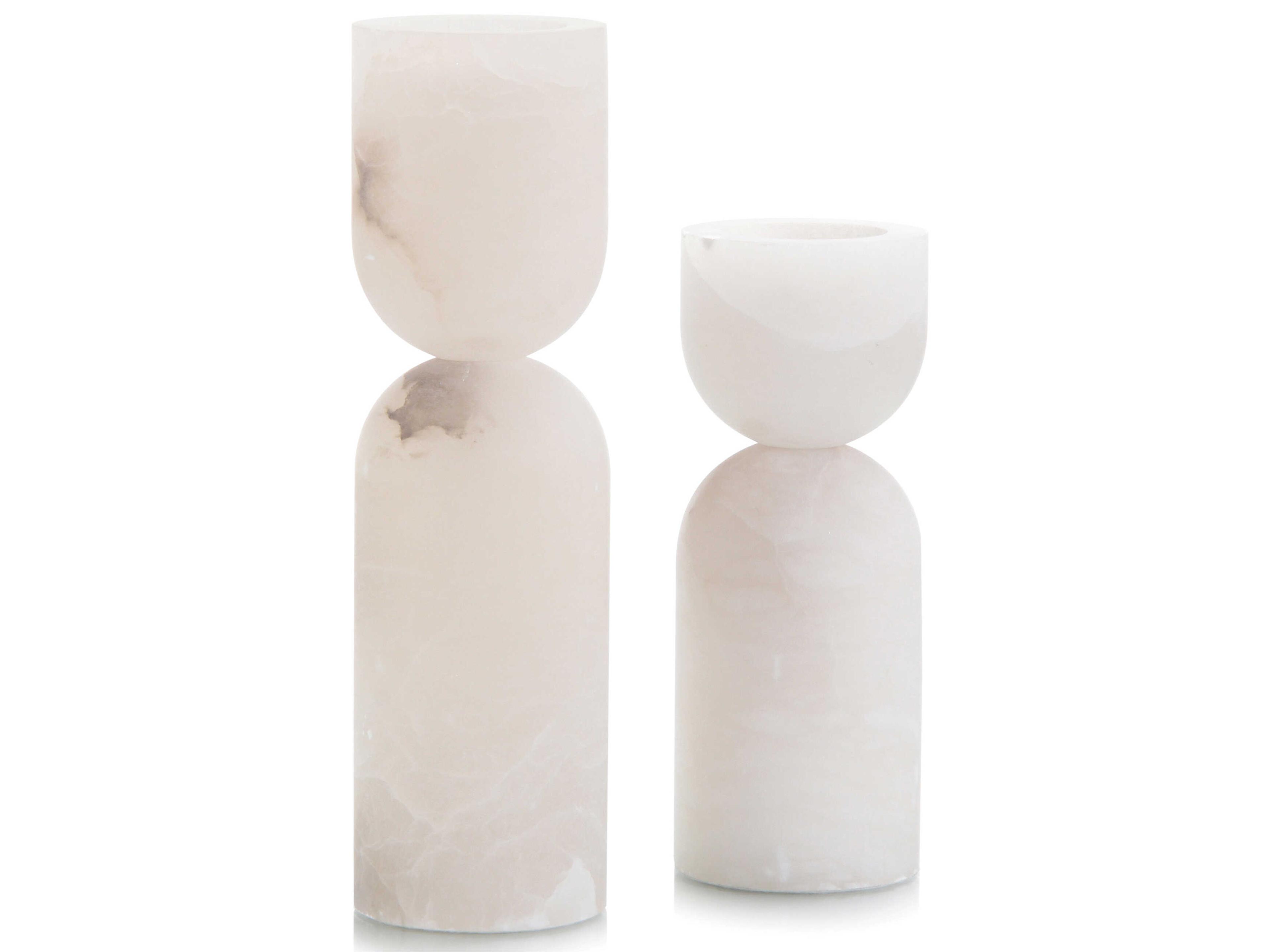 John Richard Alabaster Candle Holder Set of 2