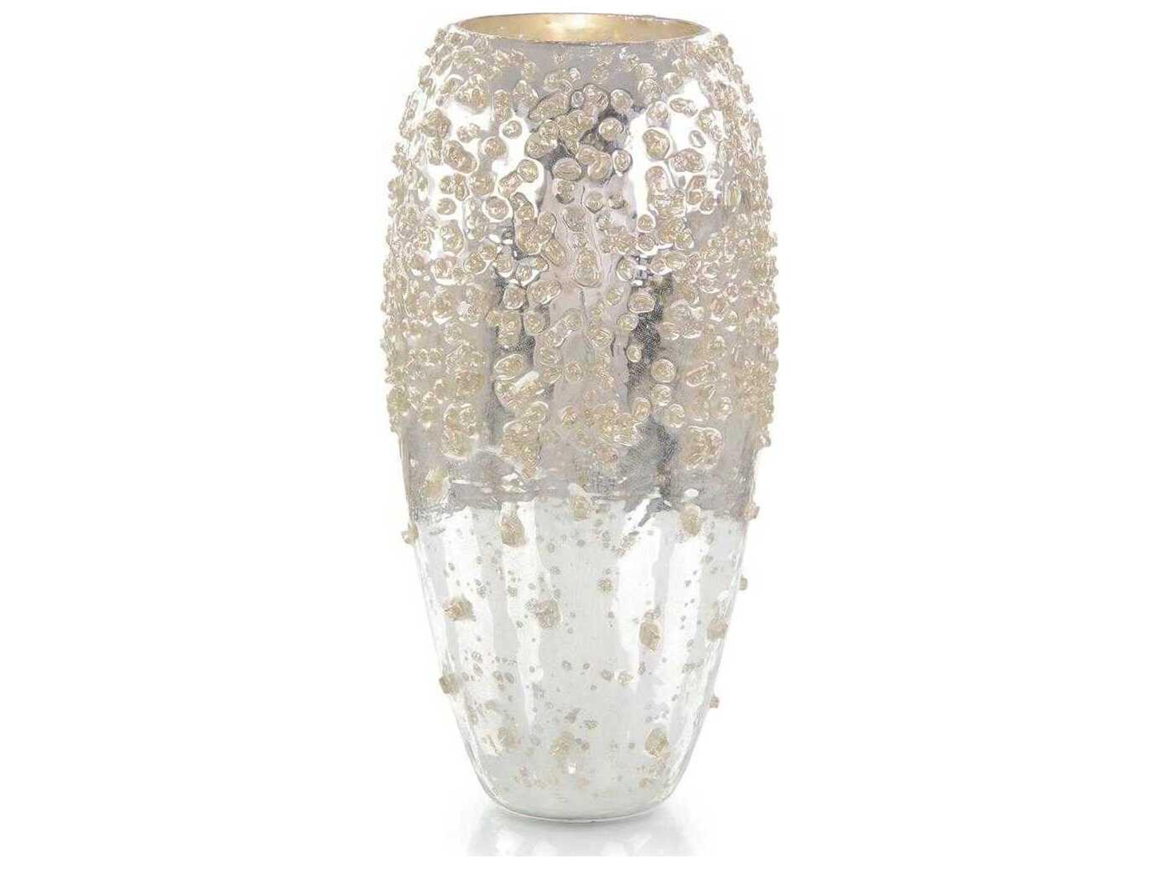 Antiqued Silver Encrusted In Sparkle Vase