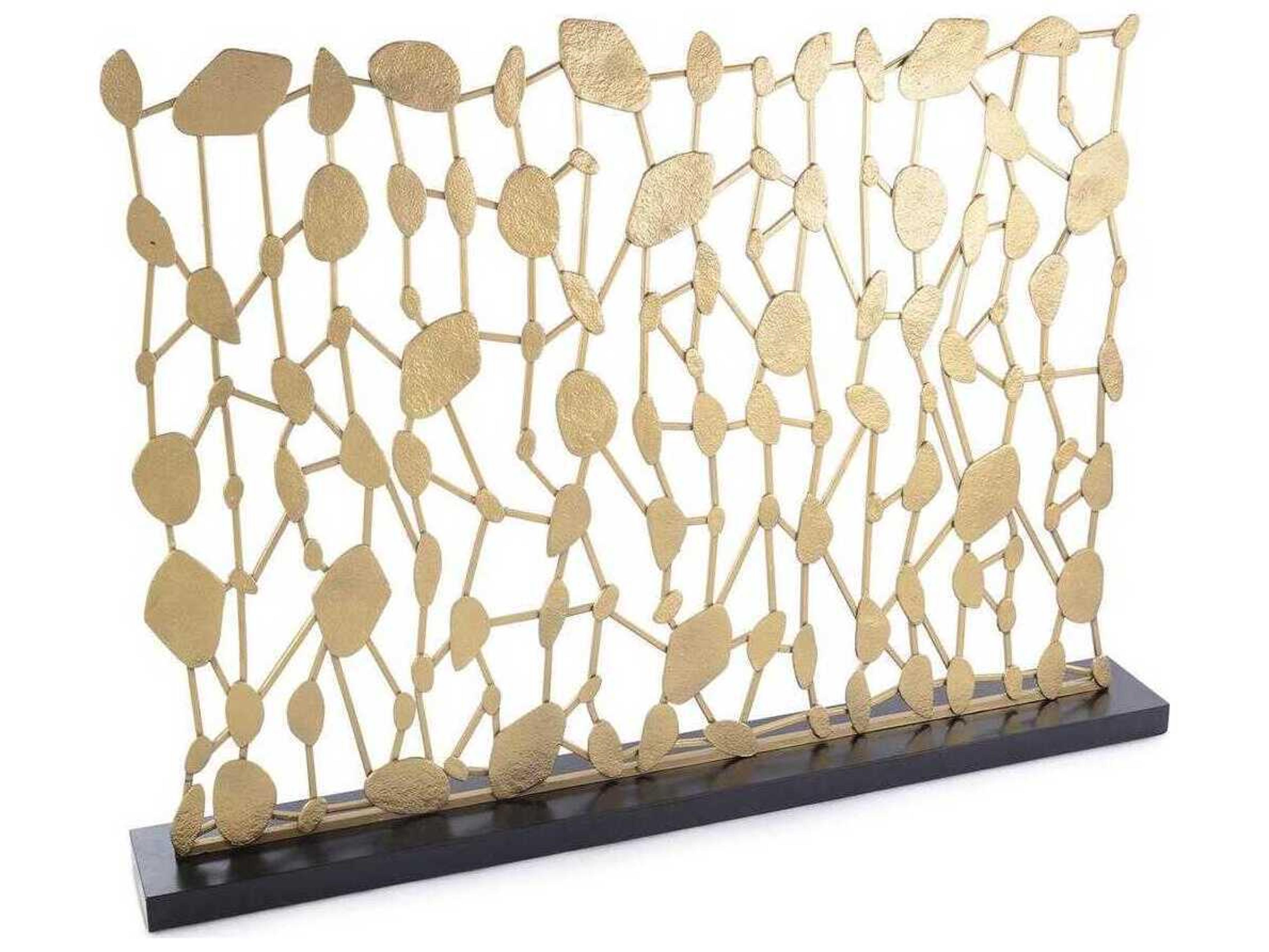 John Richard Brass Abstract Sculptural Fire Screen Sculpture