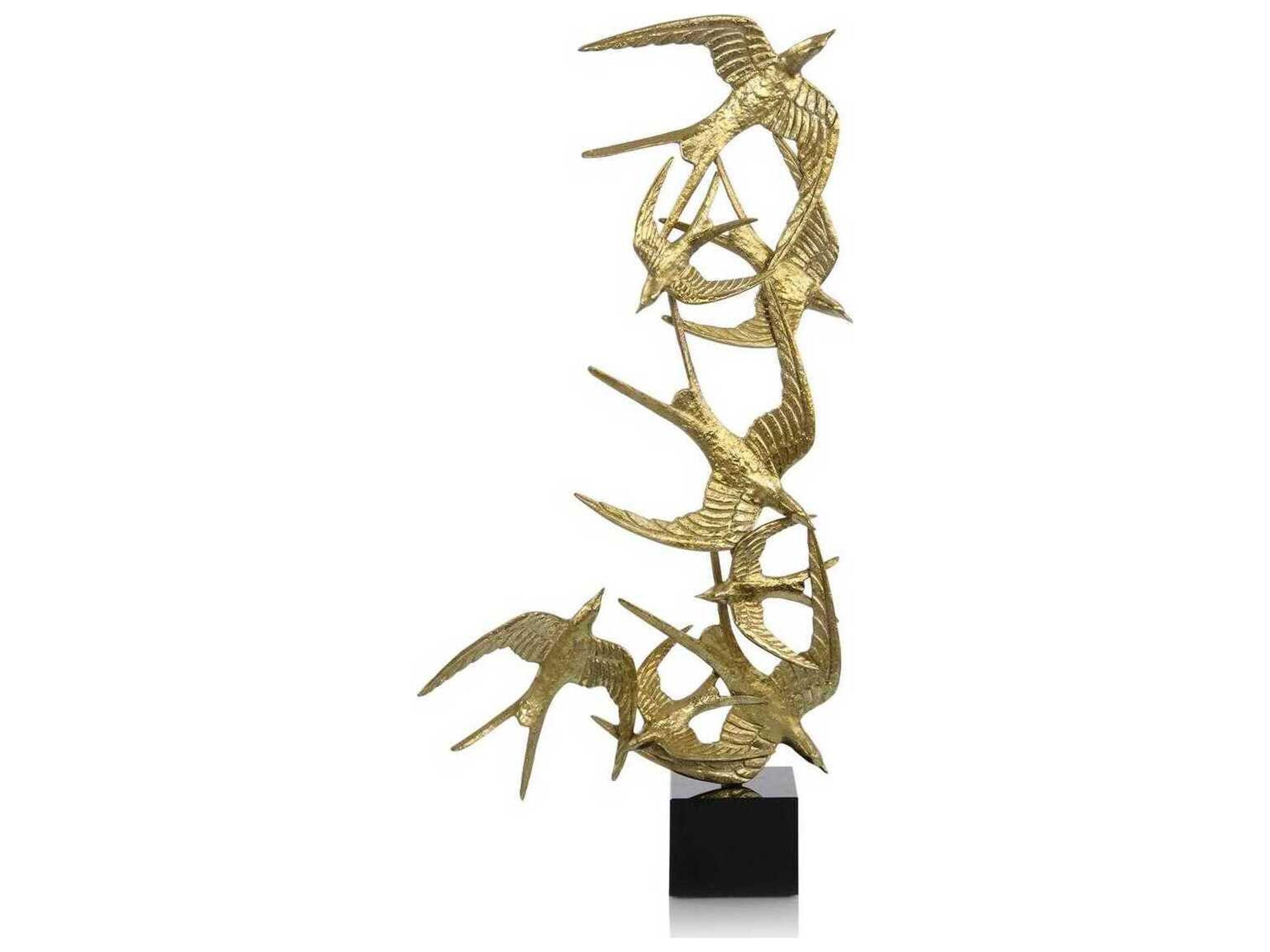 Brass Swallows in Flight Sculpture