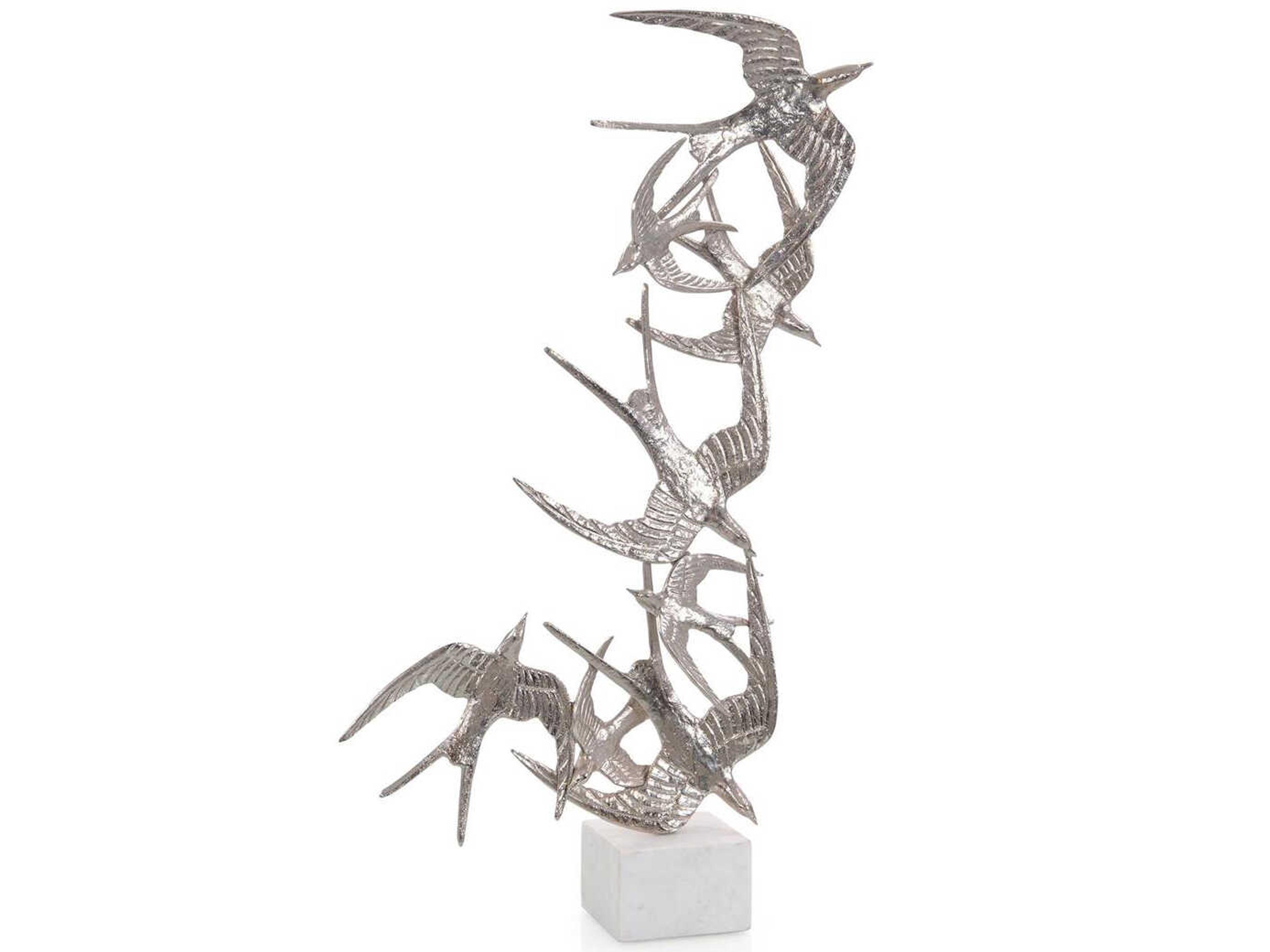 John Richard Nickel Swallows in Flight in Nickel Sculpture