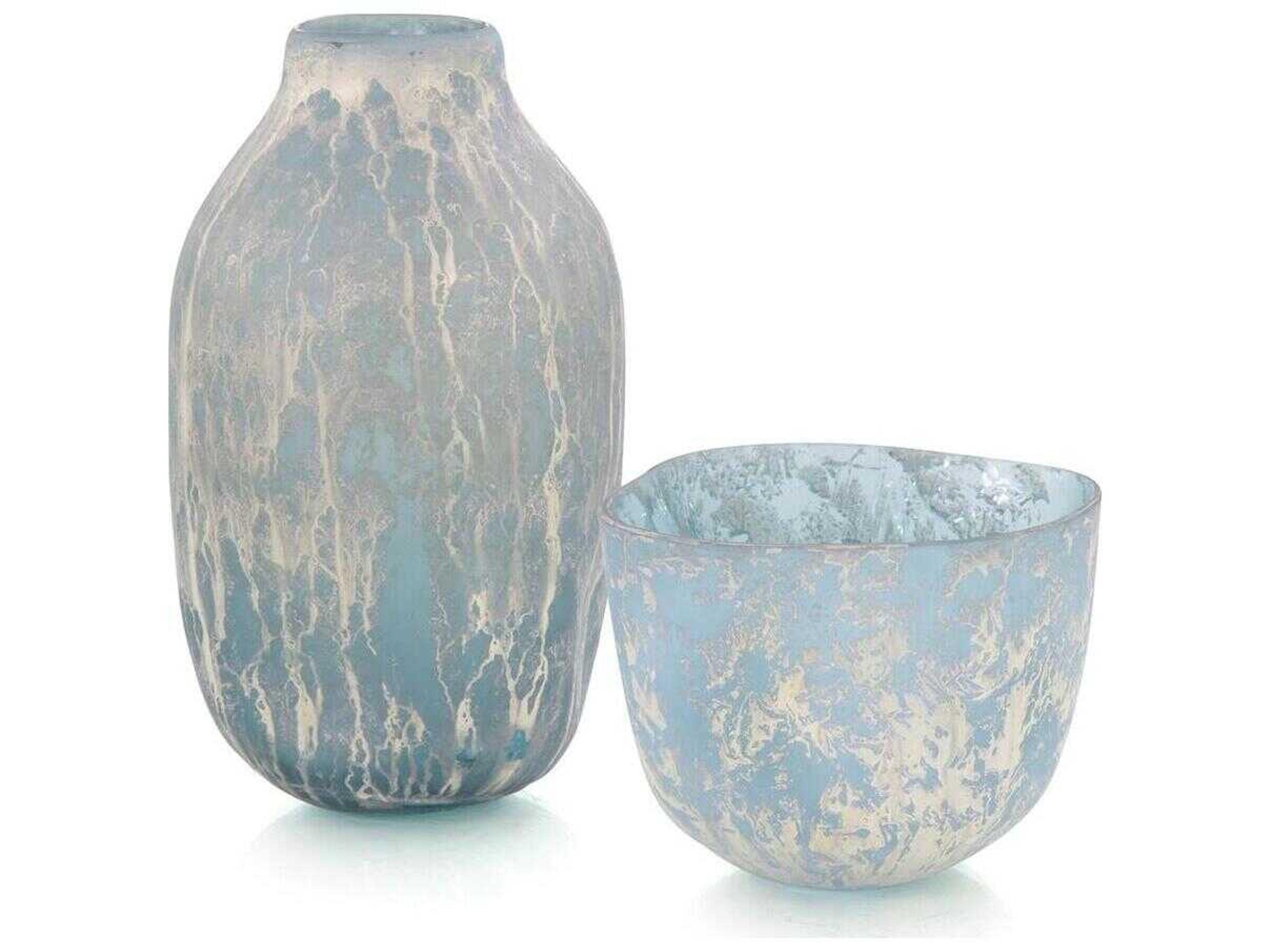 John Richard Powder Blue Vase with Silver Overlay