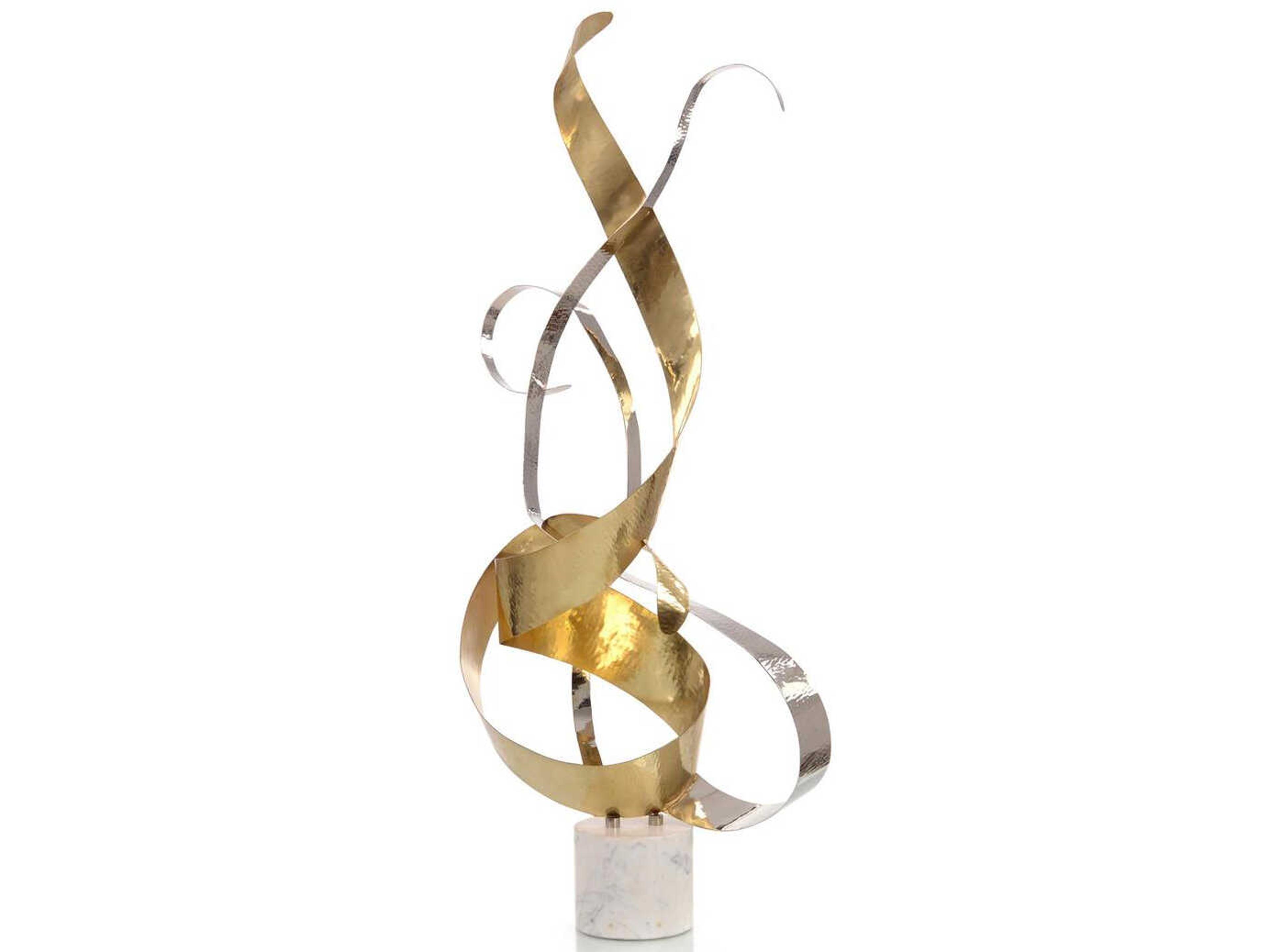 Polished Brass Dancing Swirls Sculpture