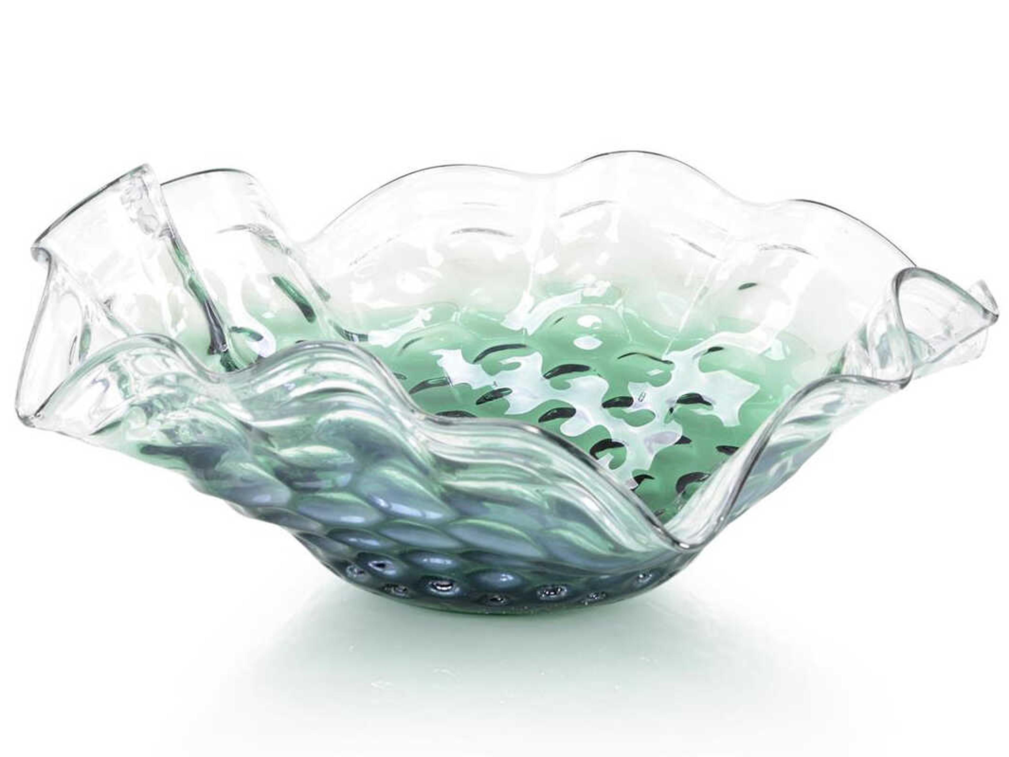 John Richard Emerald Green Handblown Glass Decorative Bowl