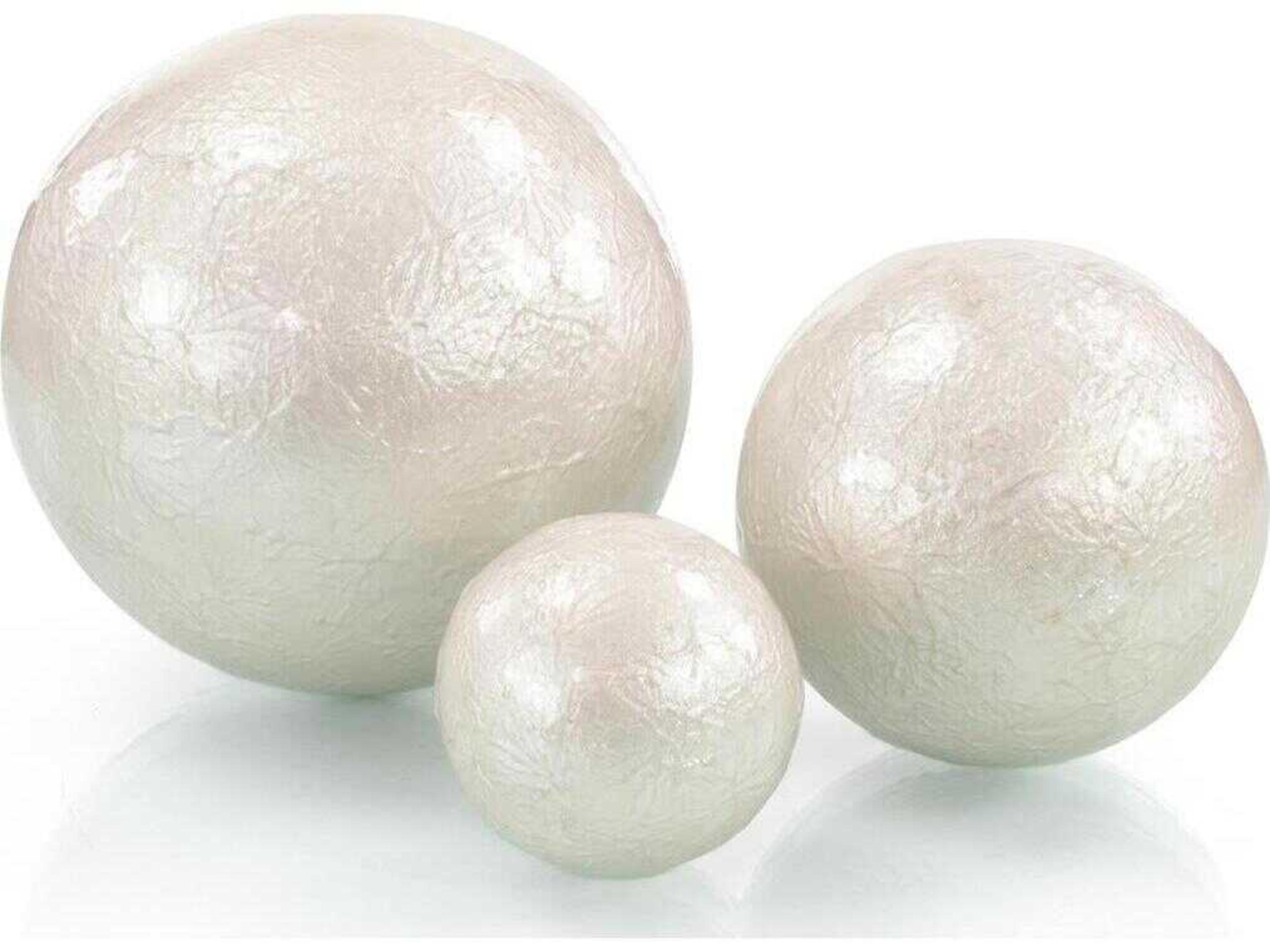 White Pearlized Balls Set of 3