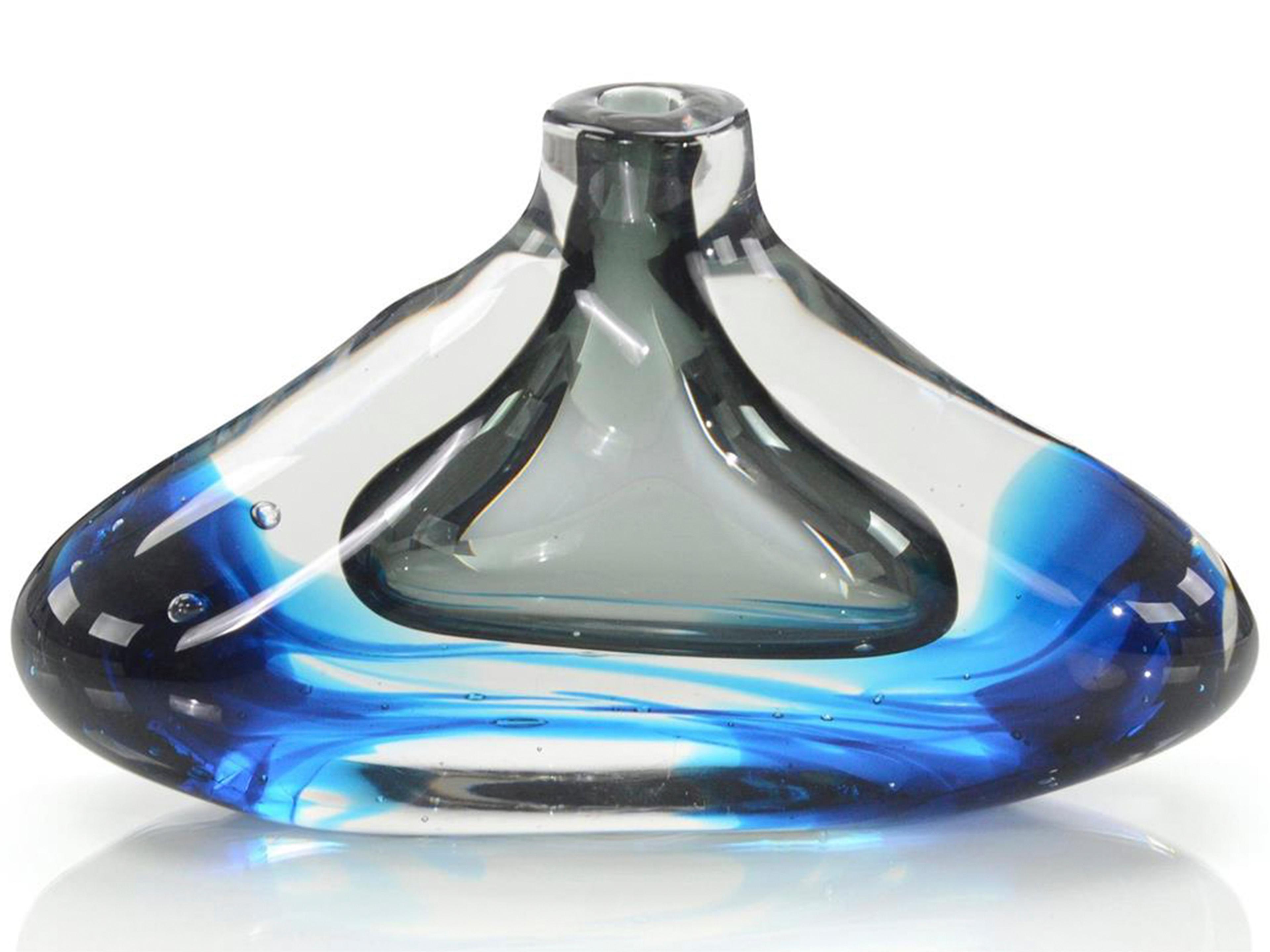 John Richard Sky Blue Grey Handblown Glass Vase