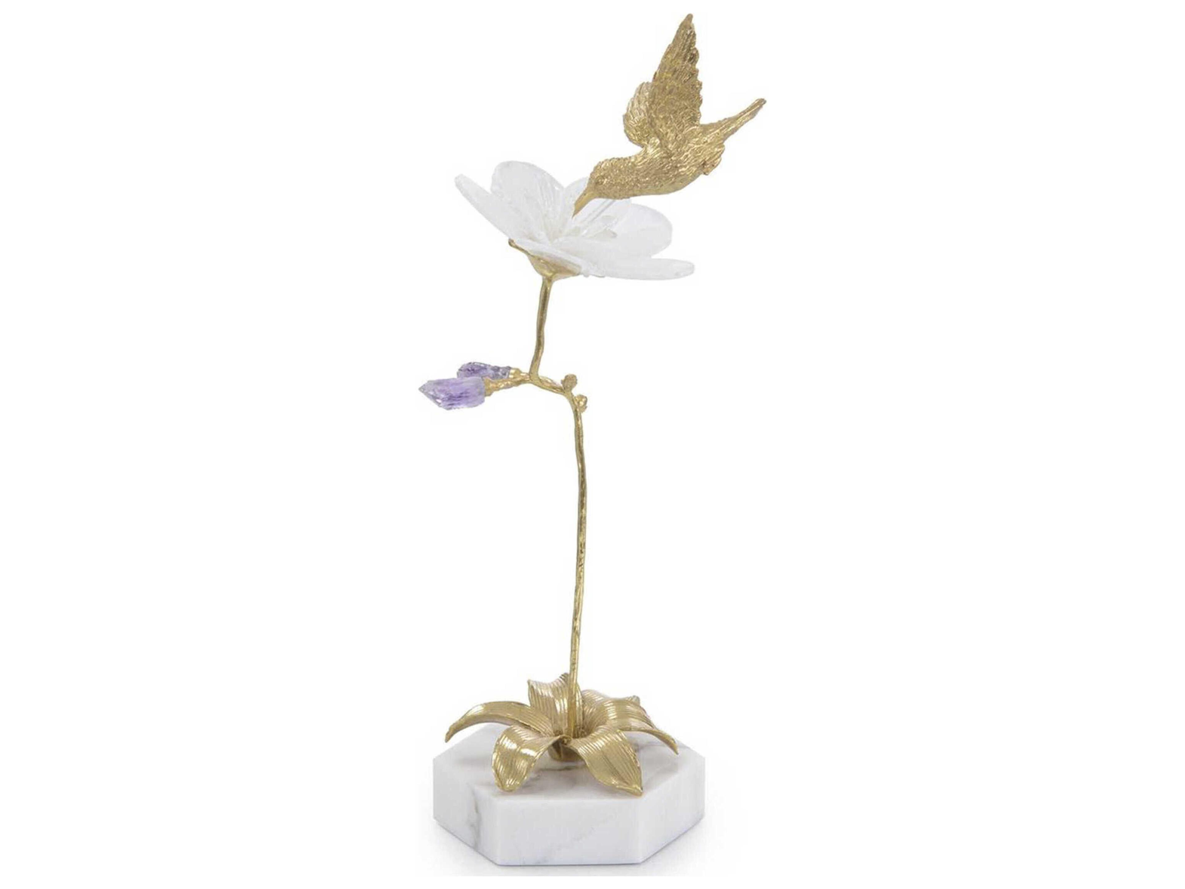 John Richard Brass / White Hummingbird and Selenite Sculpture