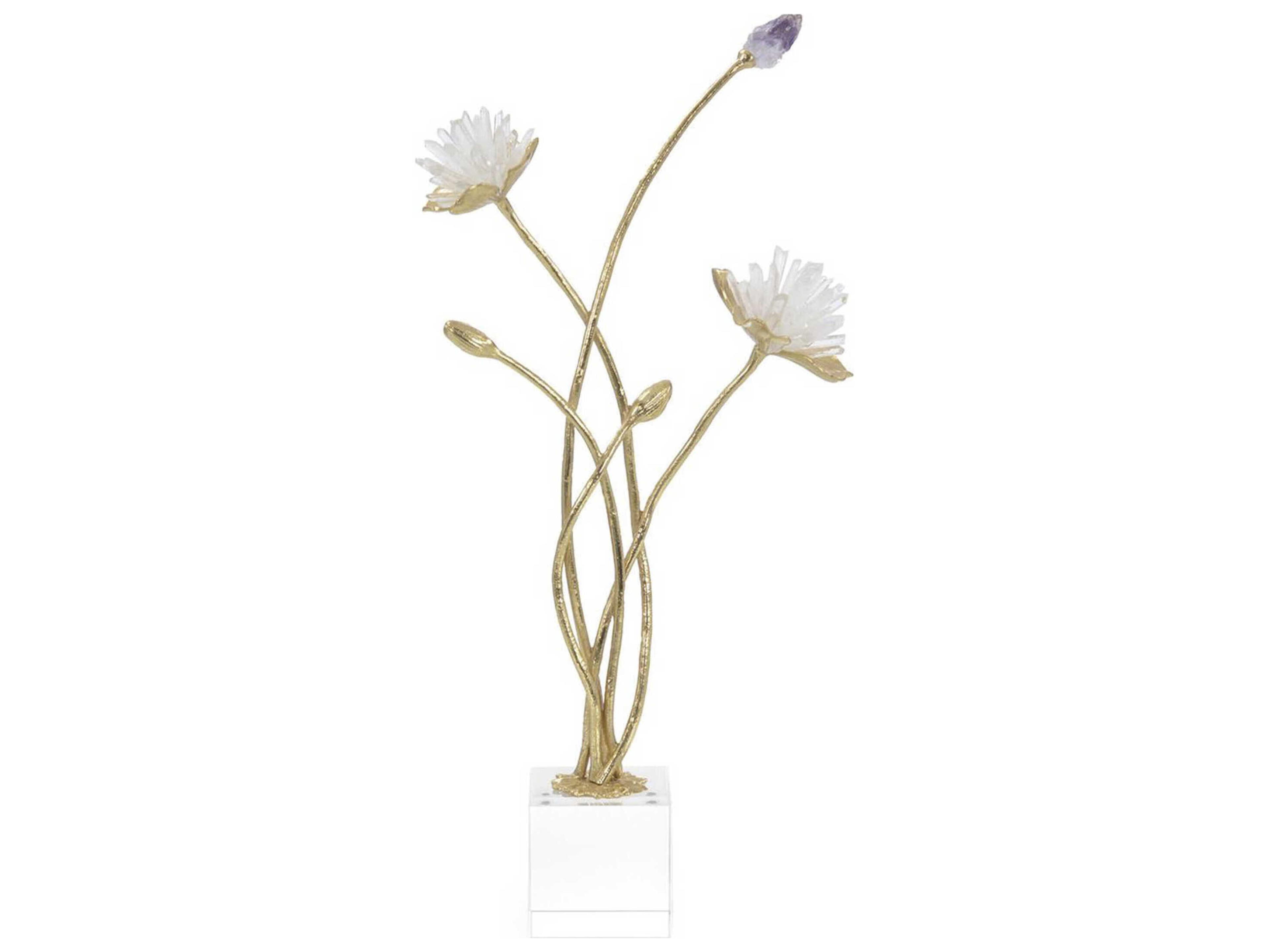 John Richard Quartz and Amethyst Floral Sculpture