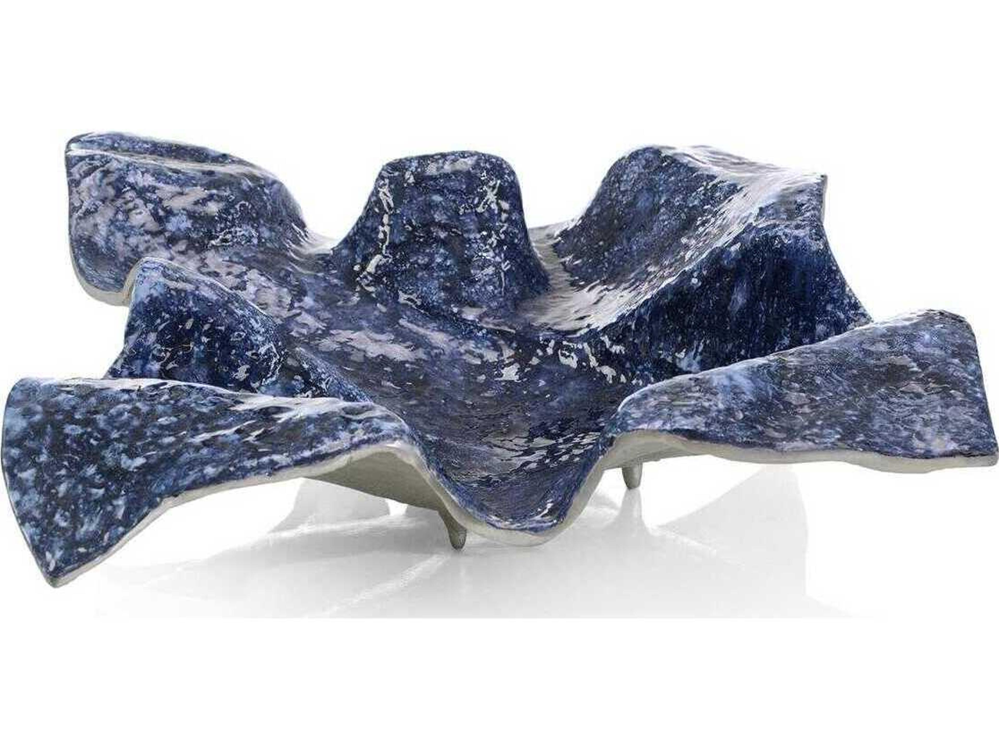 John Richard Draped Fabric Cobalt Blue Decorative Bowl