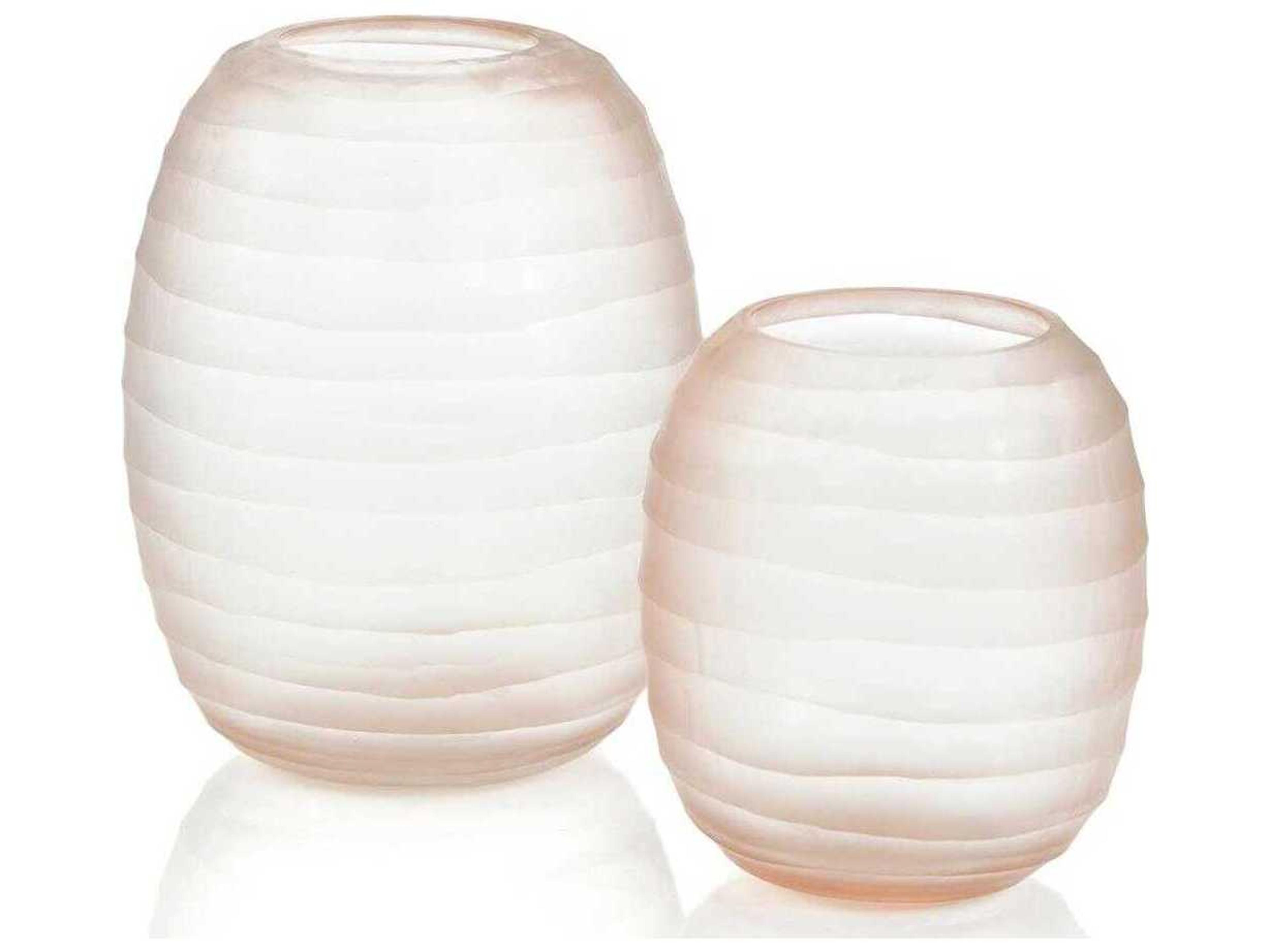 John Richard Translucent Pink Glass Vase Set of 2