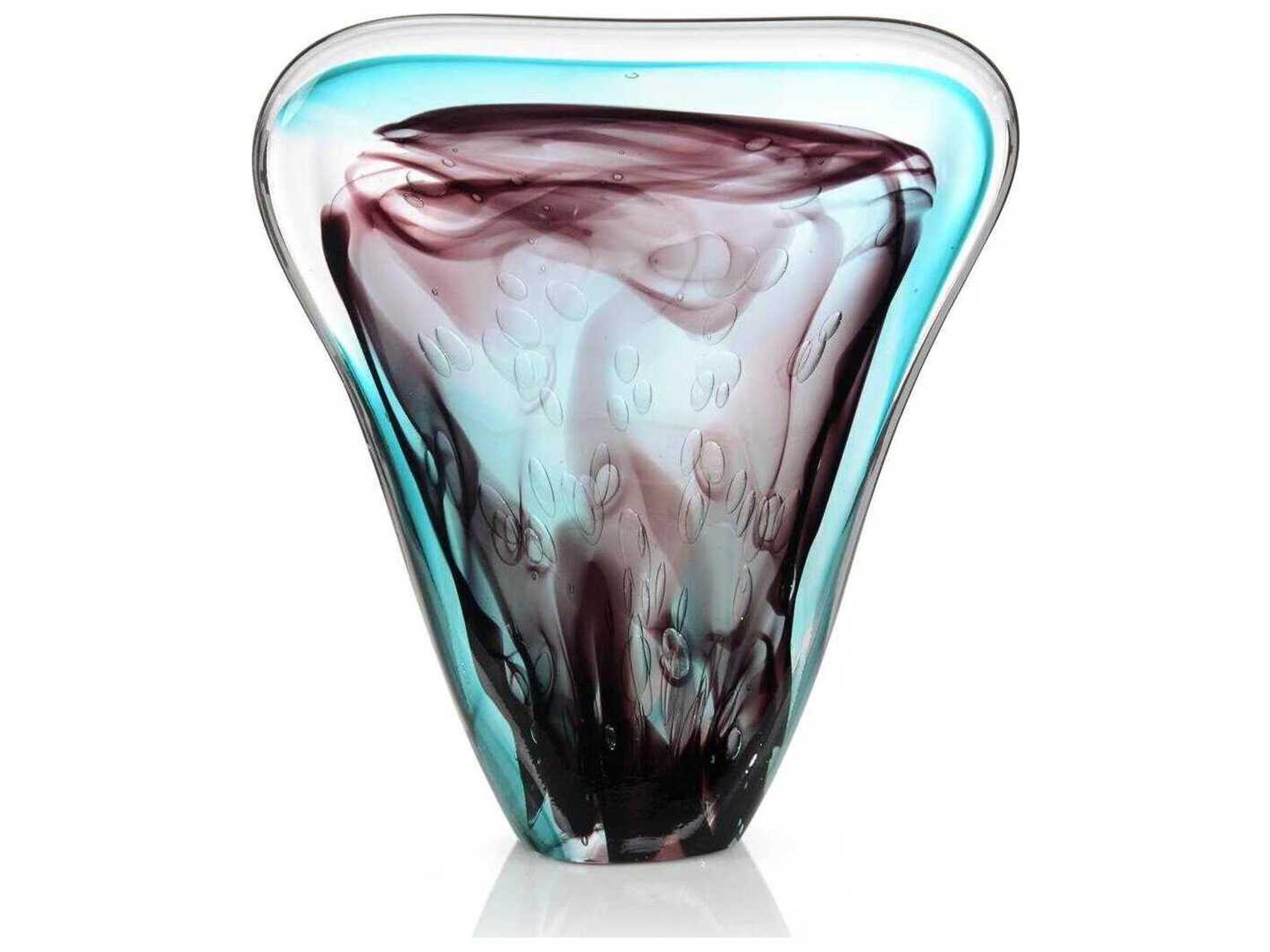 John Richard Eggplant Purple and Turquoise Handblown Glass-II Sculpture